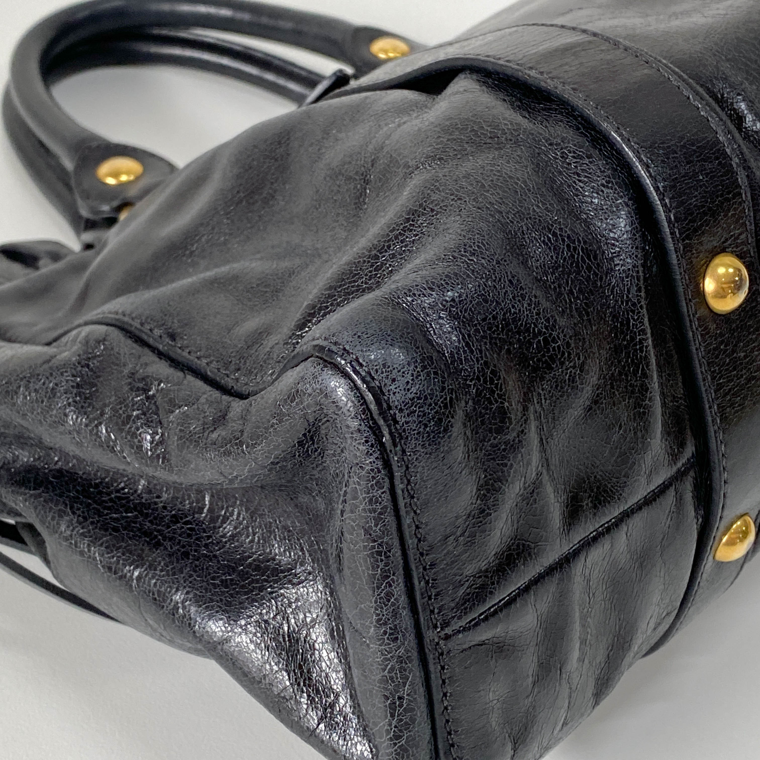 Vitello Black Calfskin Leather Two Way Bag