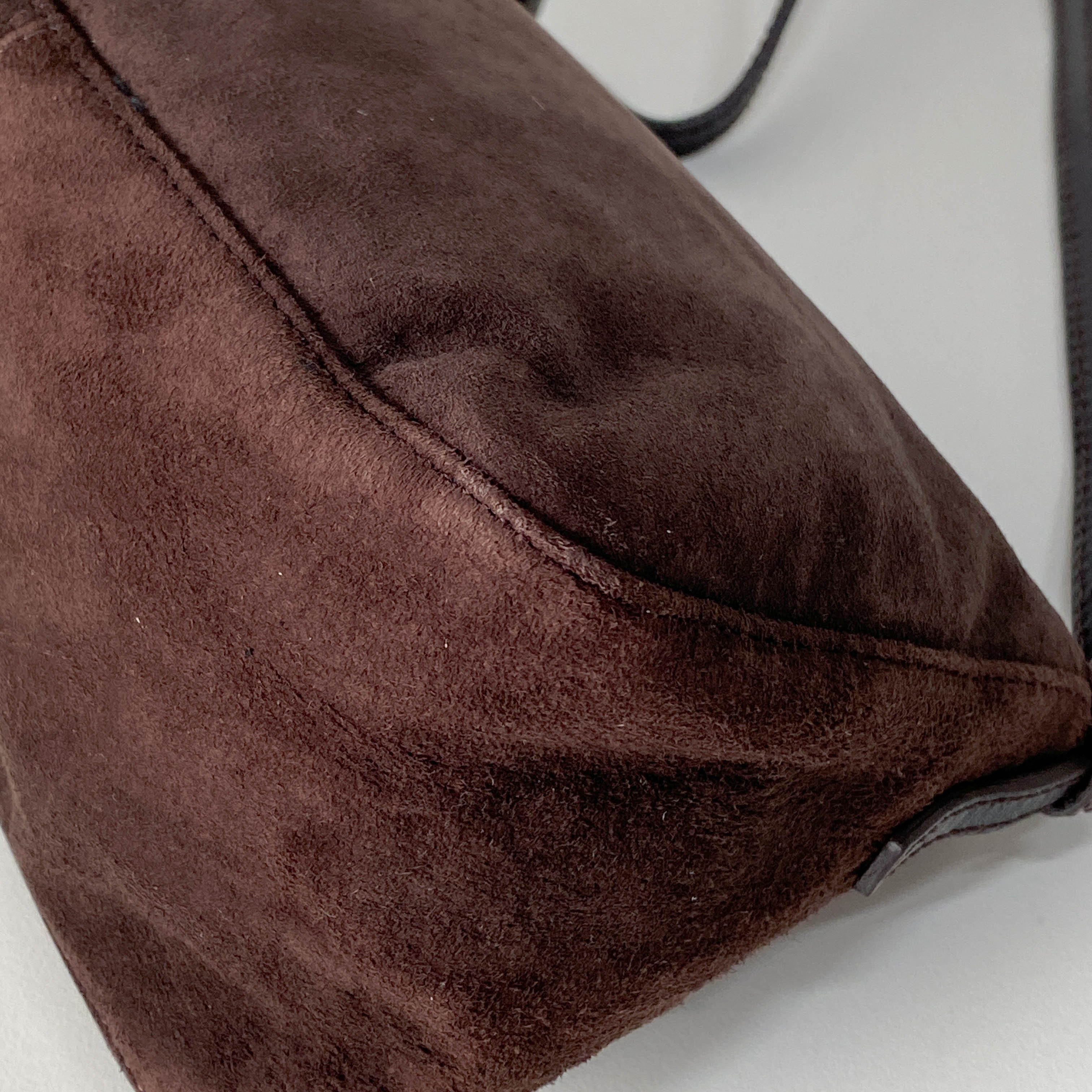 Mini Mamma Baguette Brown Suede Shoulder Bag