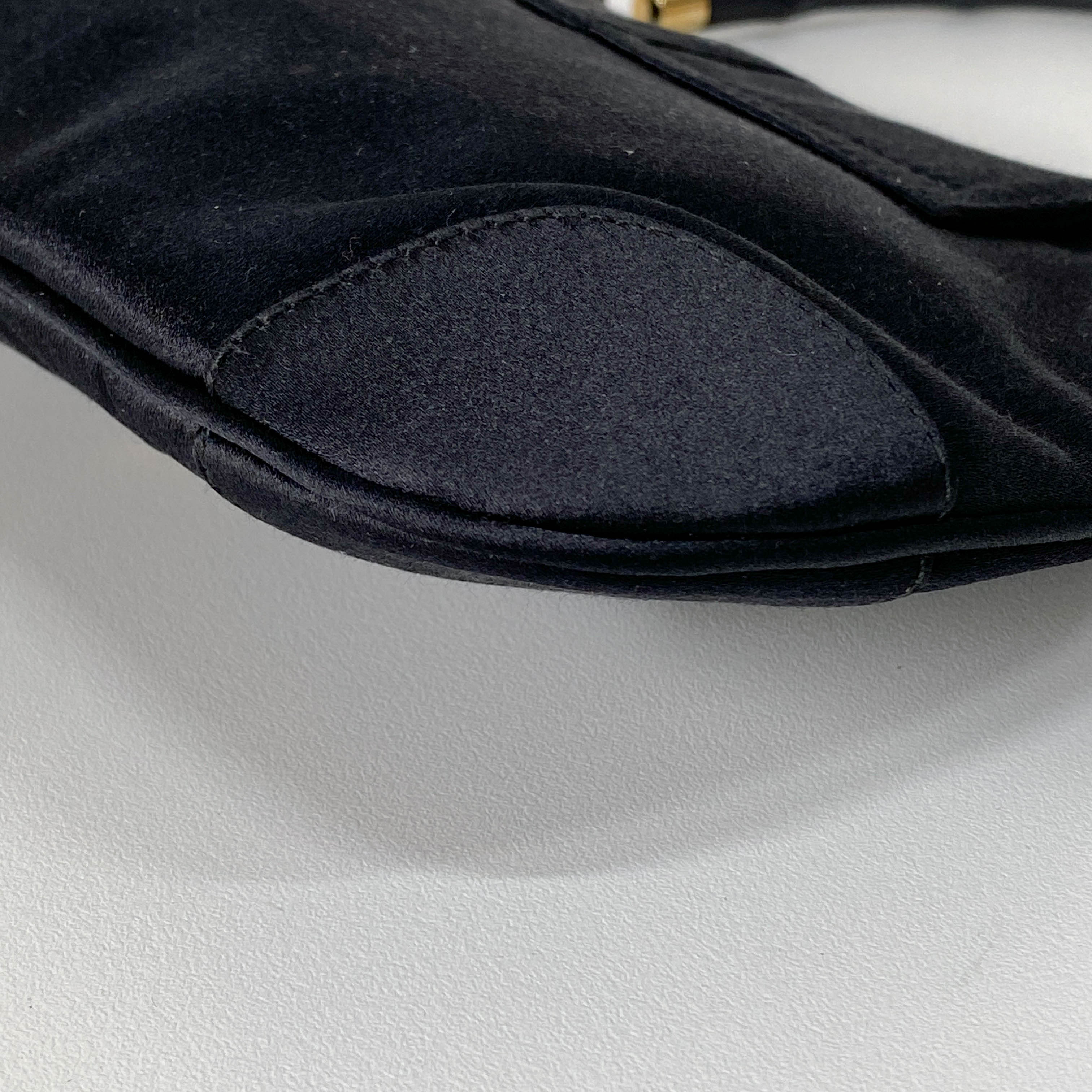 Bamboo Mini Black Satin Handbag