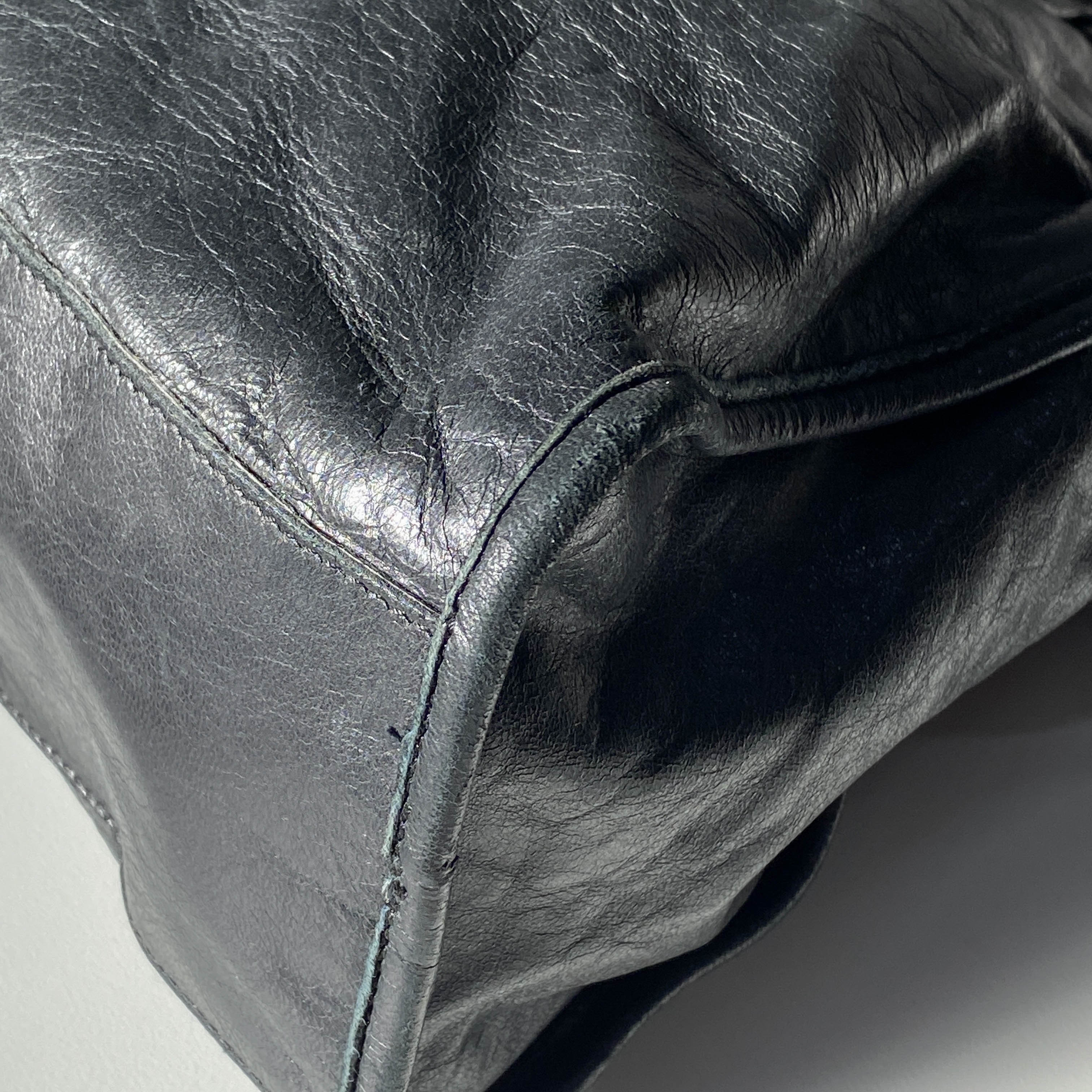 The City Black Leather Two Way Bag