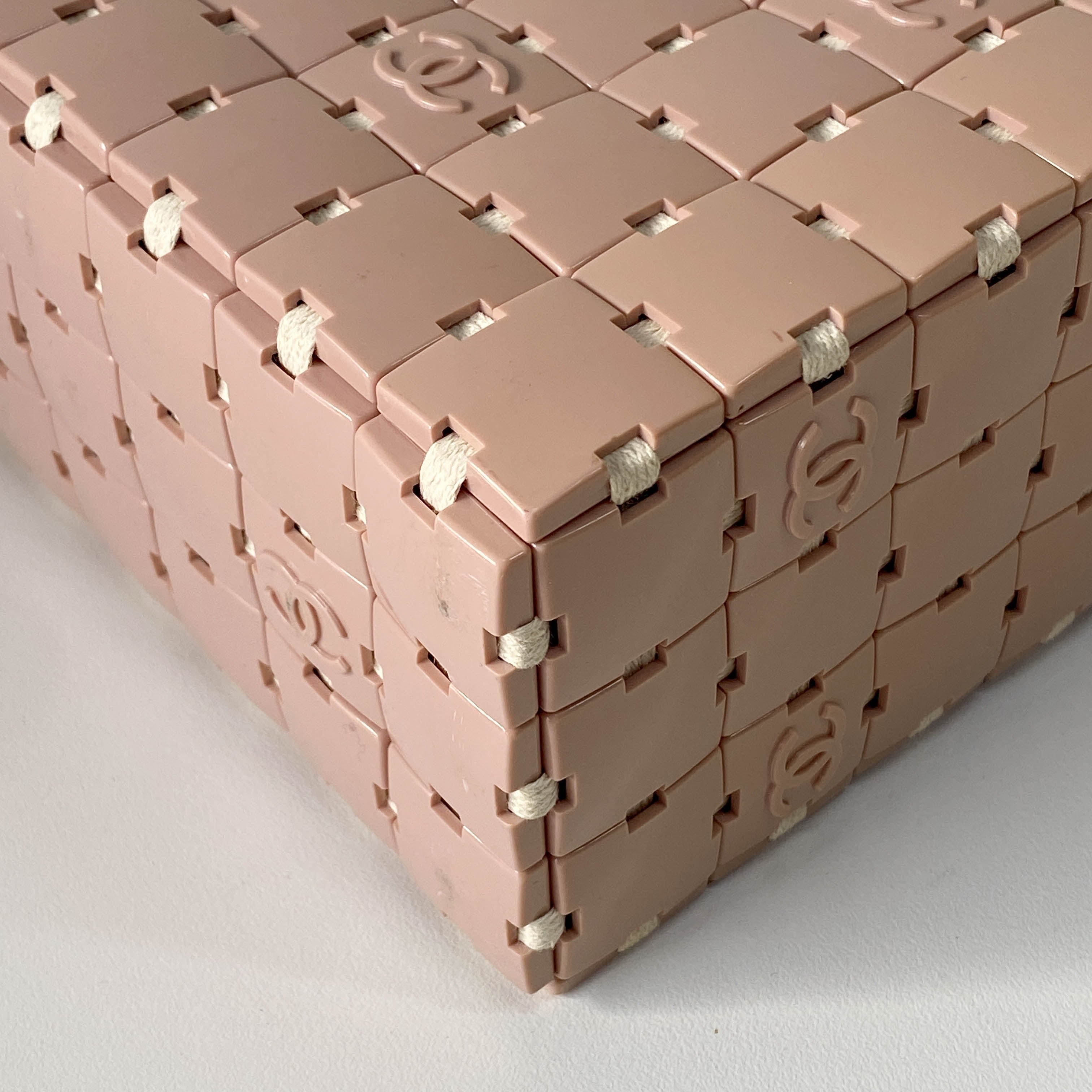 Puzzle Pink/Beige Leather Hand Bag