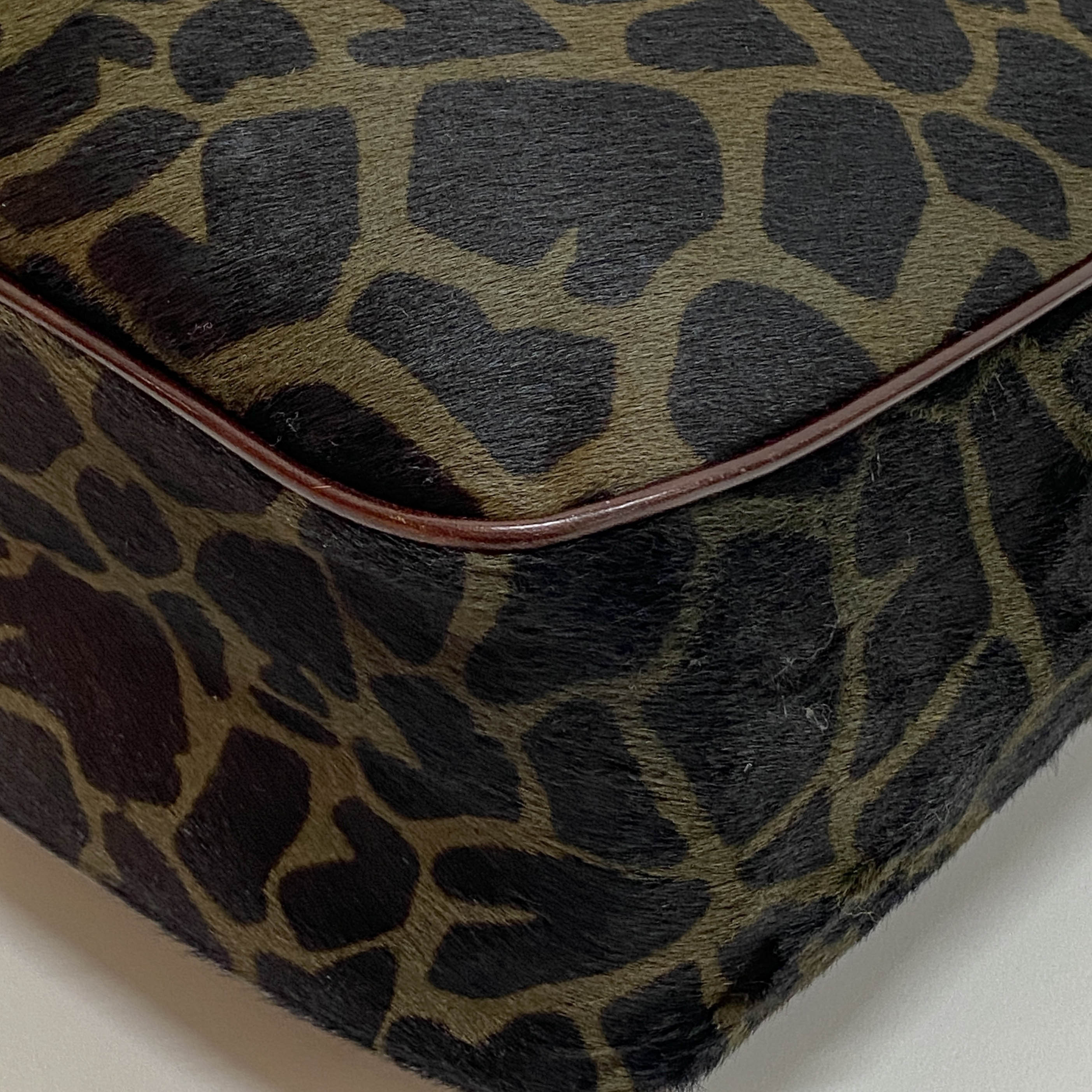 Brown Leopard Print Pony Hair Shoulder Bag