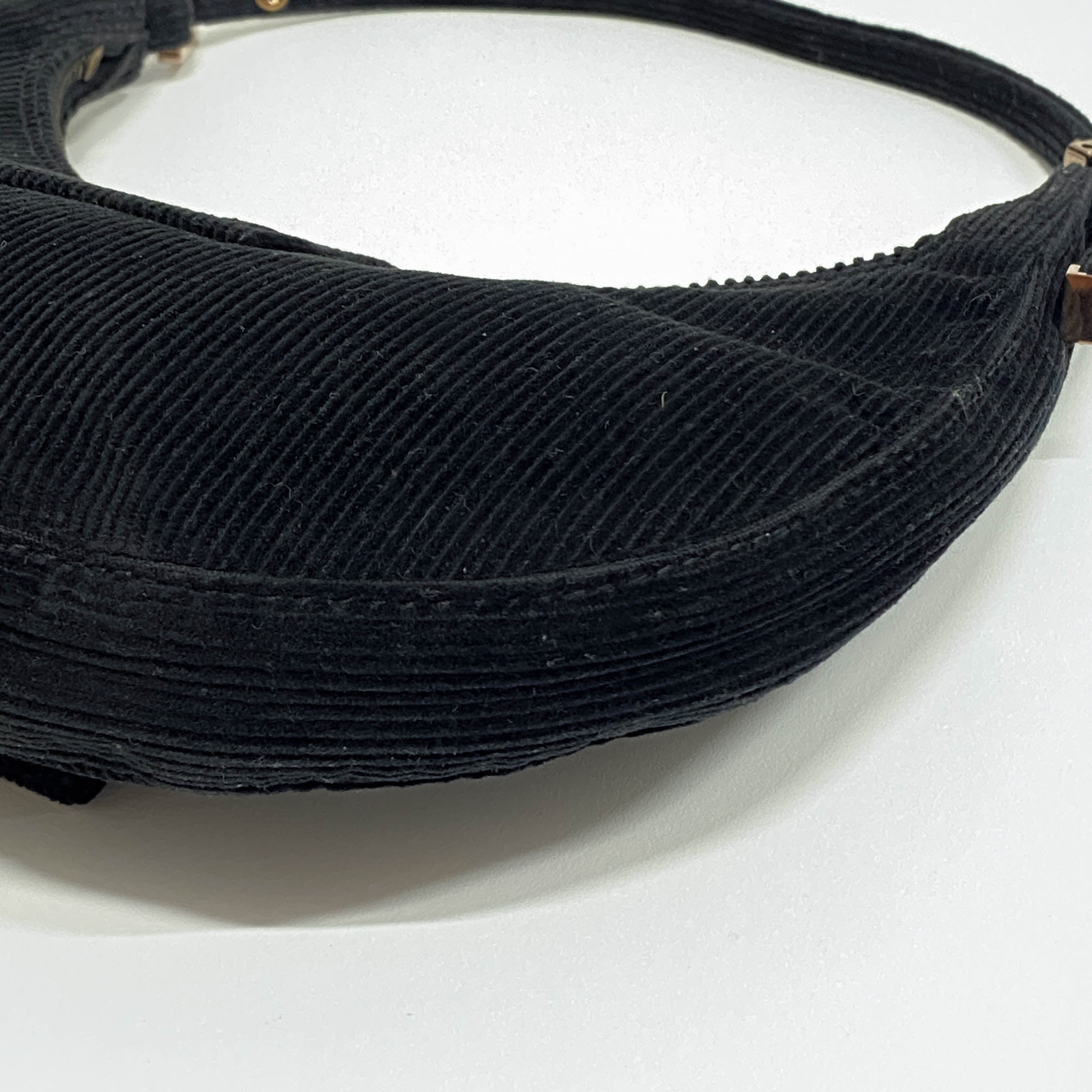 Croissant Black Corduroy Shoulder Bag