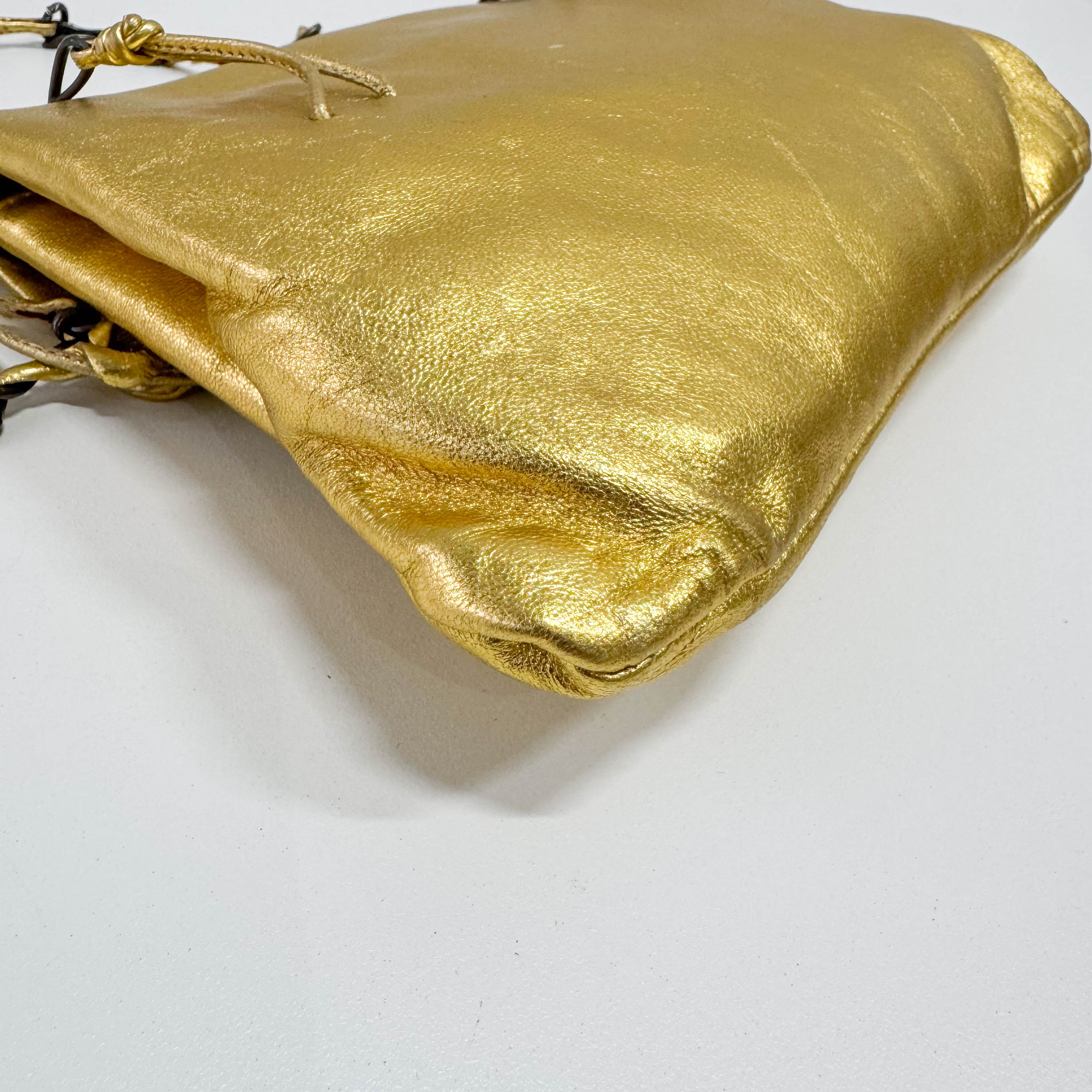 Small Golden Leather Shoulder Bag