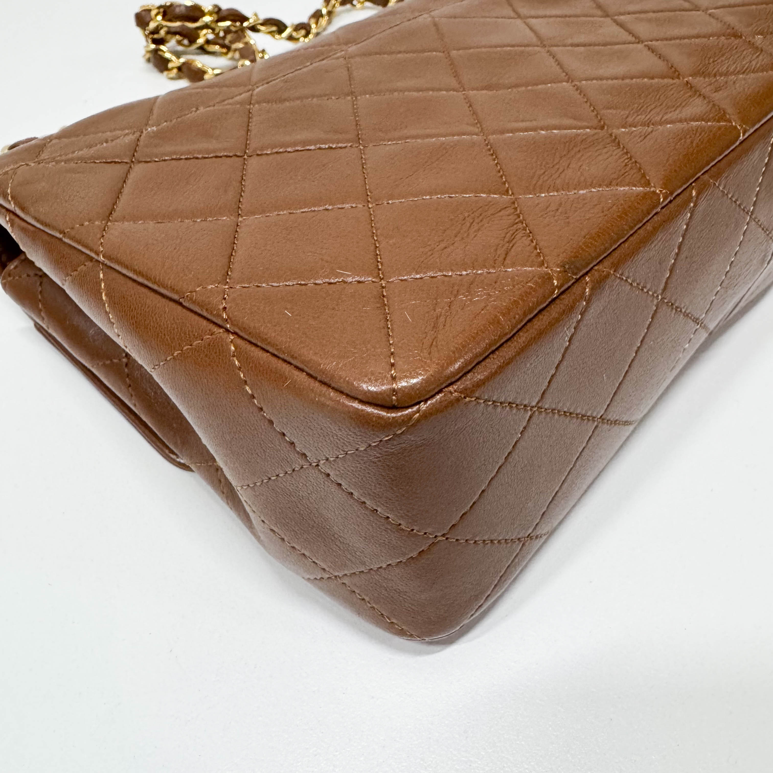 Timeless Classic Matelassé Brown Leather Shoulder Bag