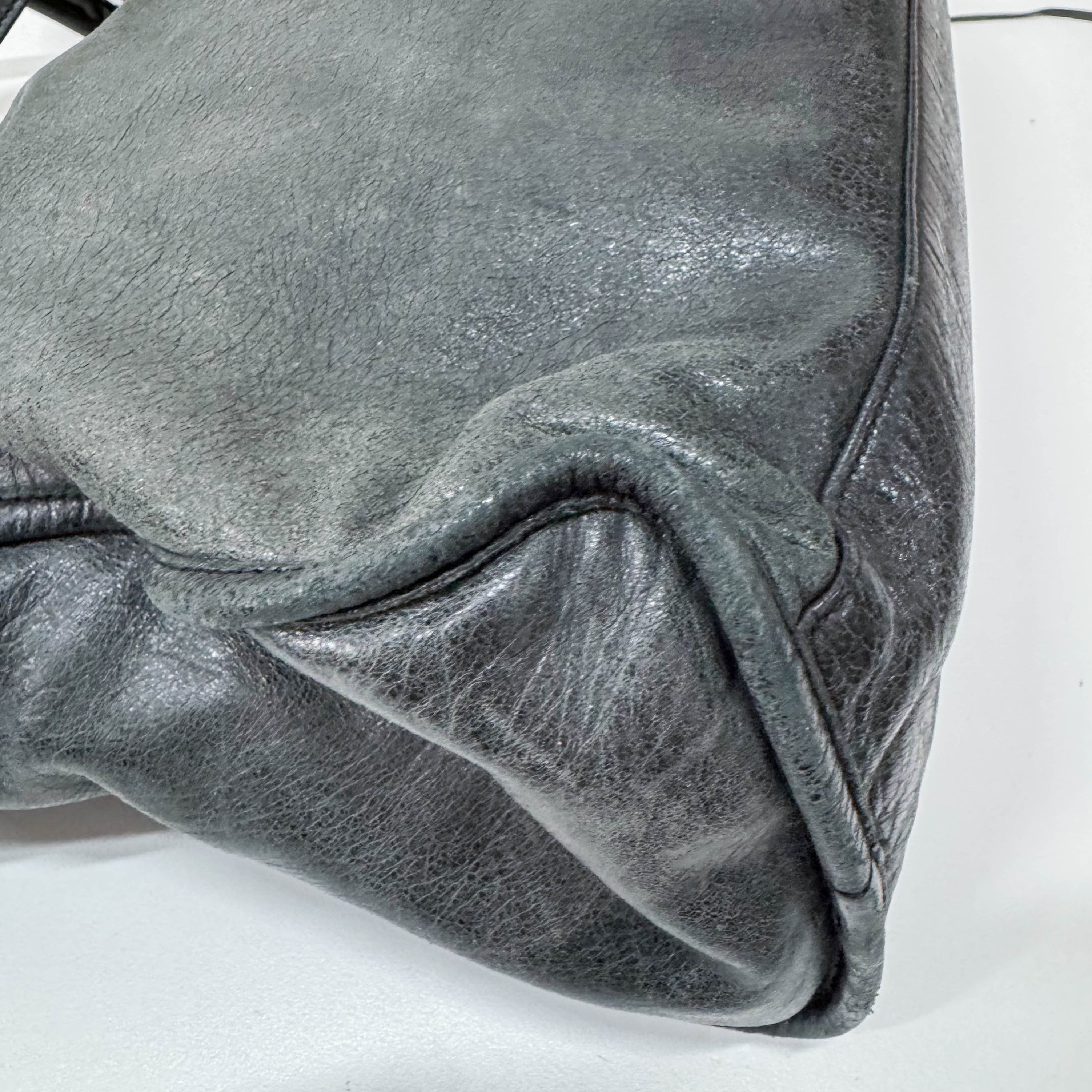 The First Grey Calfskin Leather Two Way Bag