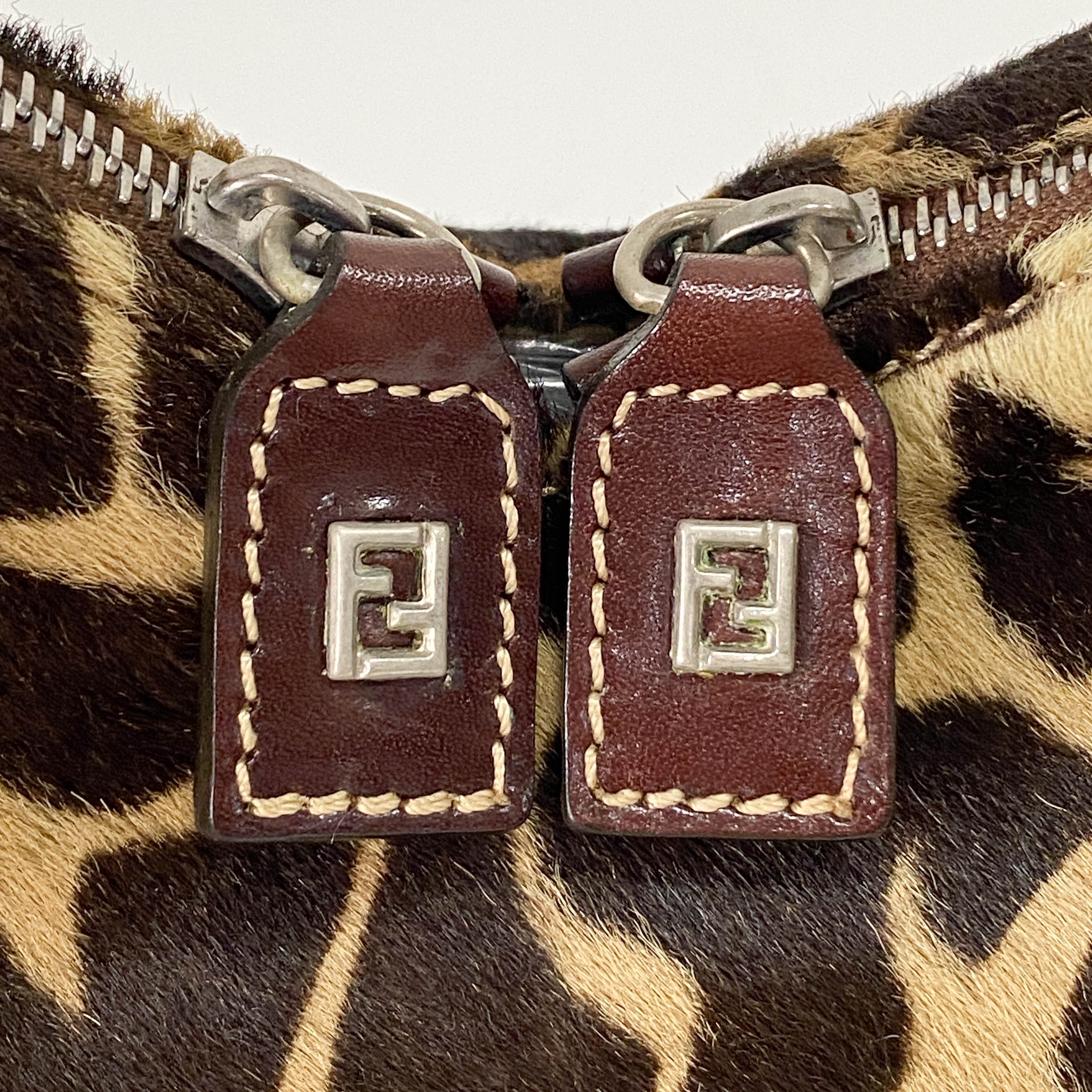 Zucca Giraffe Print Pony Hair Shoulder Bag