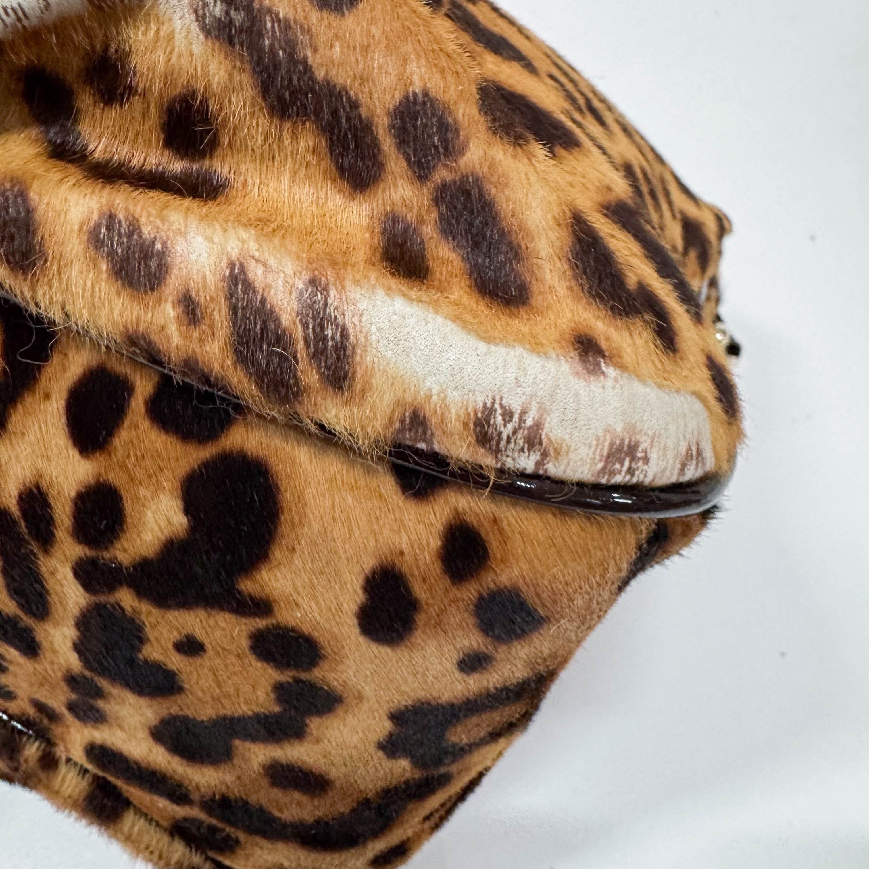 Mamma Baguette Leopard Print Pony Hair Shoulder Bag