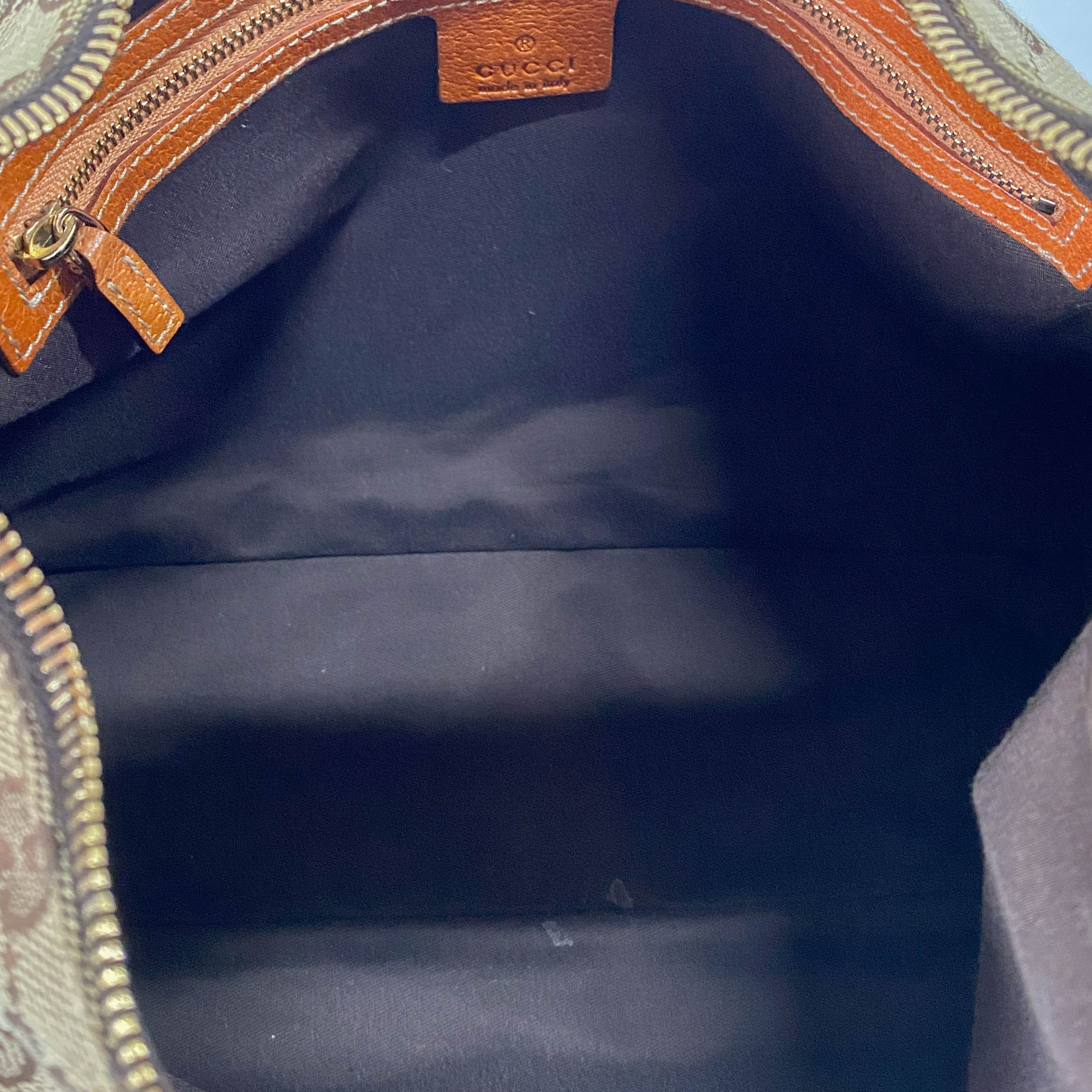 GG Brown Canvas Horsebit Hobo Bag