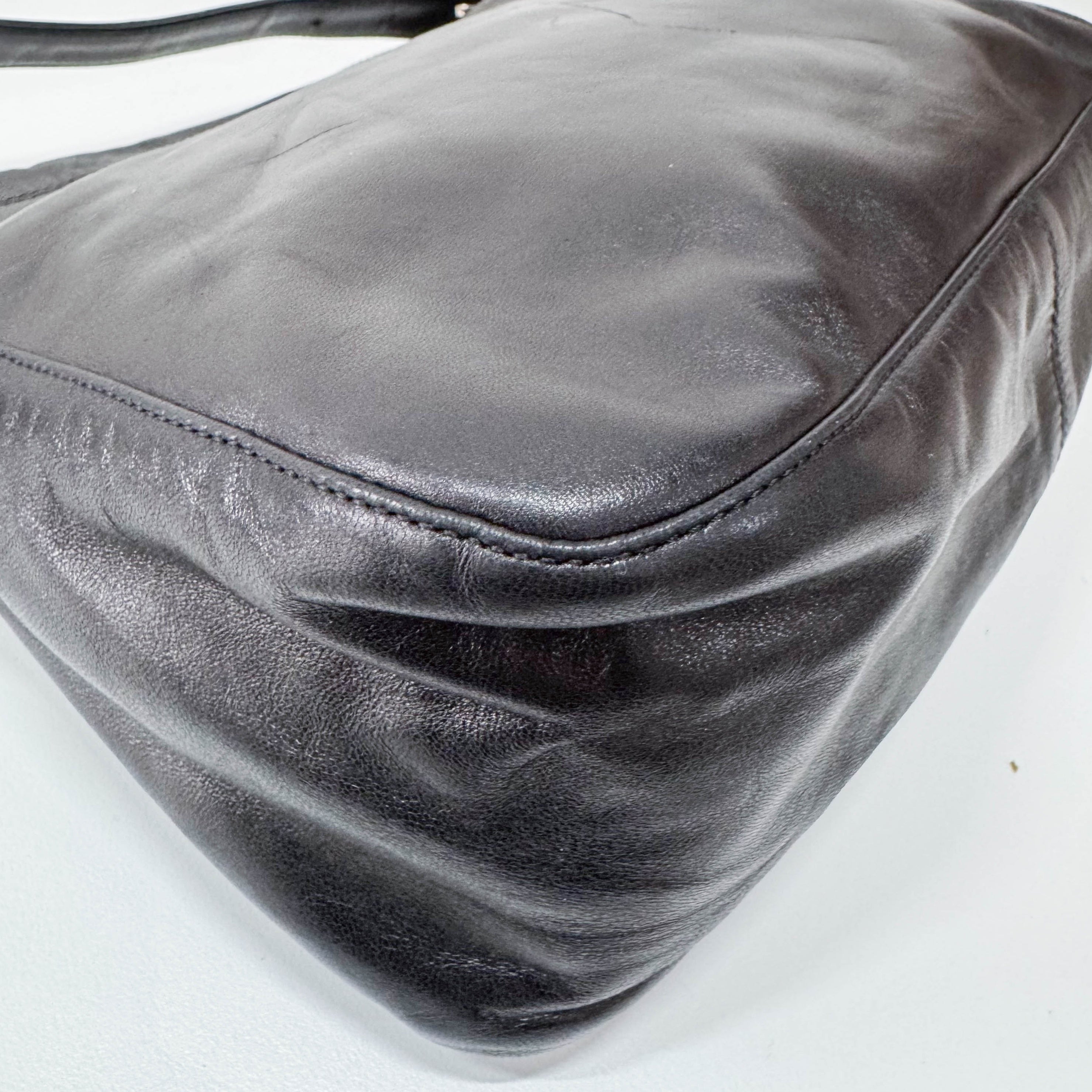 Mamma Baguette Black Leather Shoulder Bag