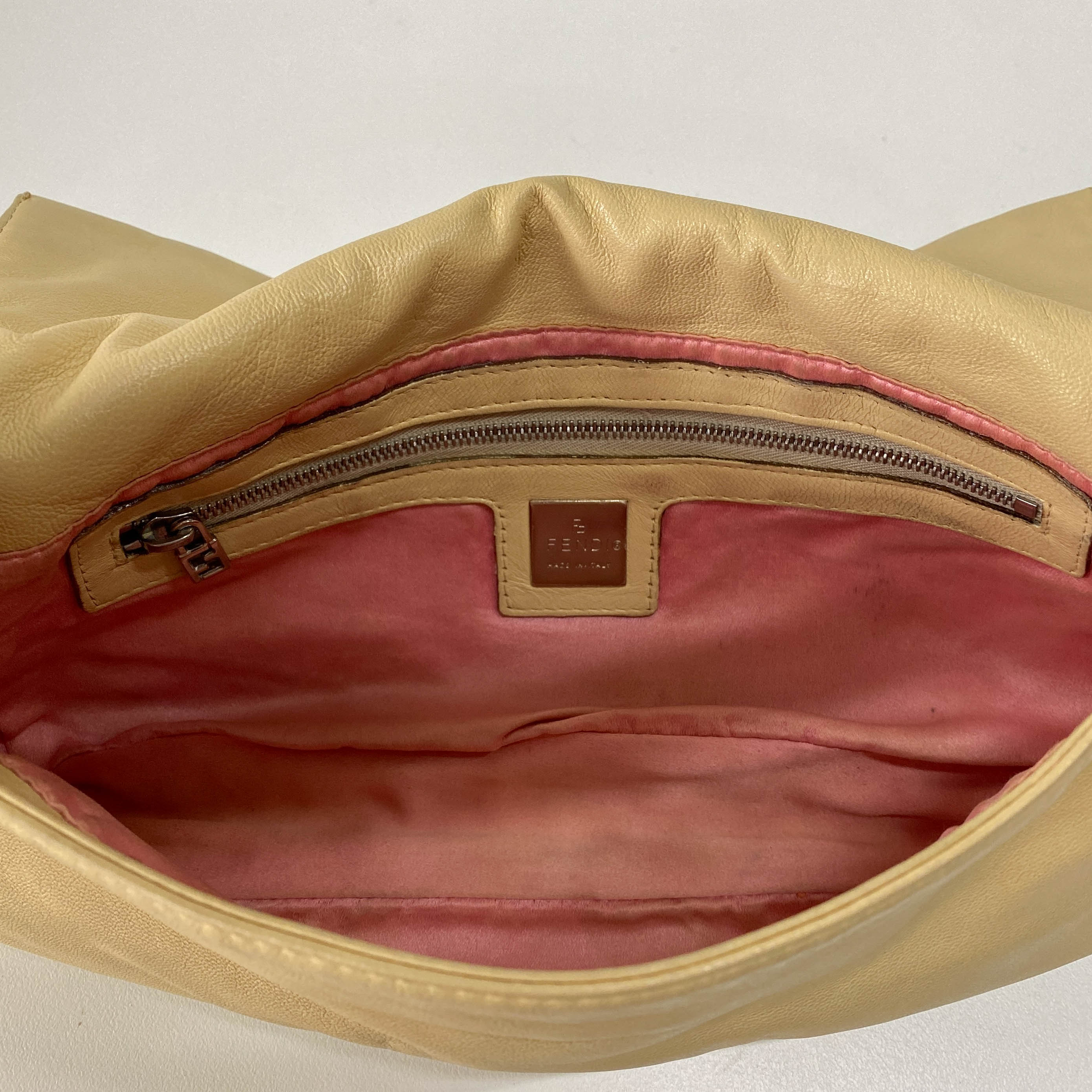 Baguette Beige Leather Shoulder Bag