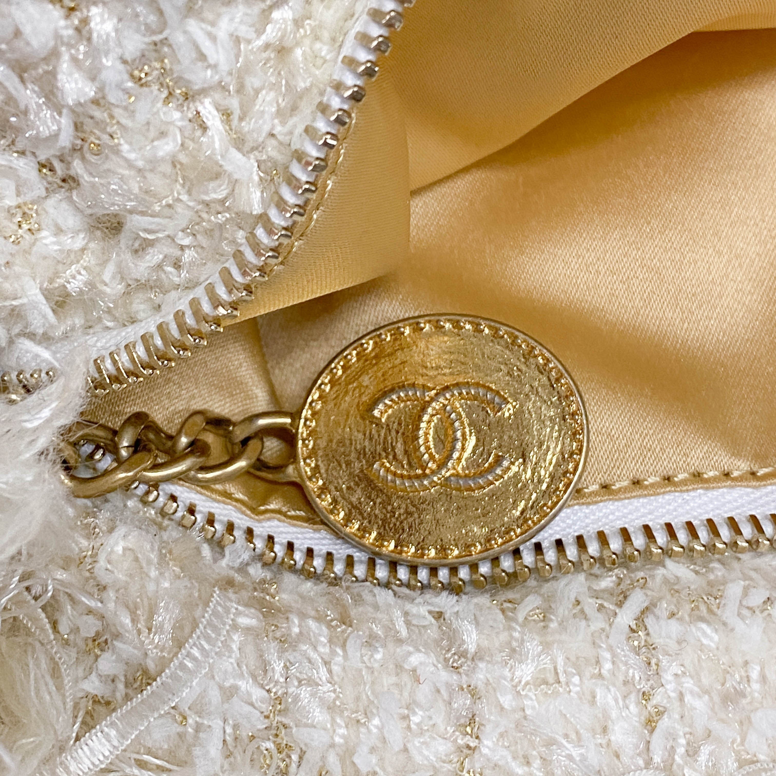 Ivory Tweed Oversized Clutch Bag