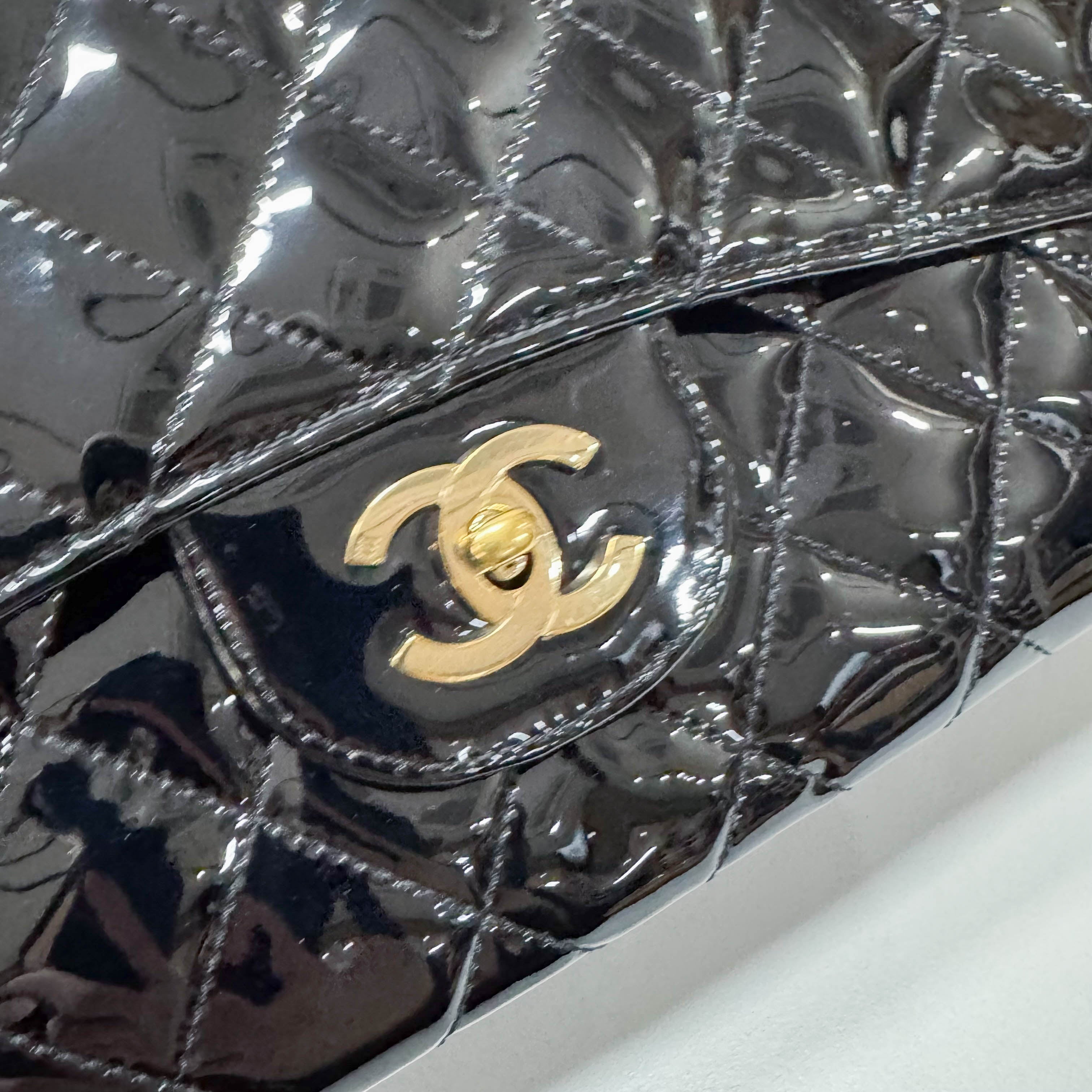 Timeless Classic Flap BlackPatent Leather Shoulder/Crossbody Bag