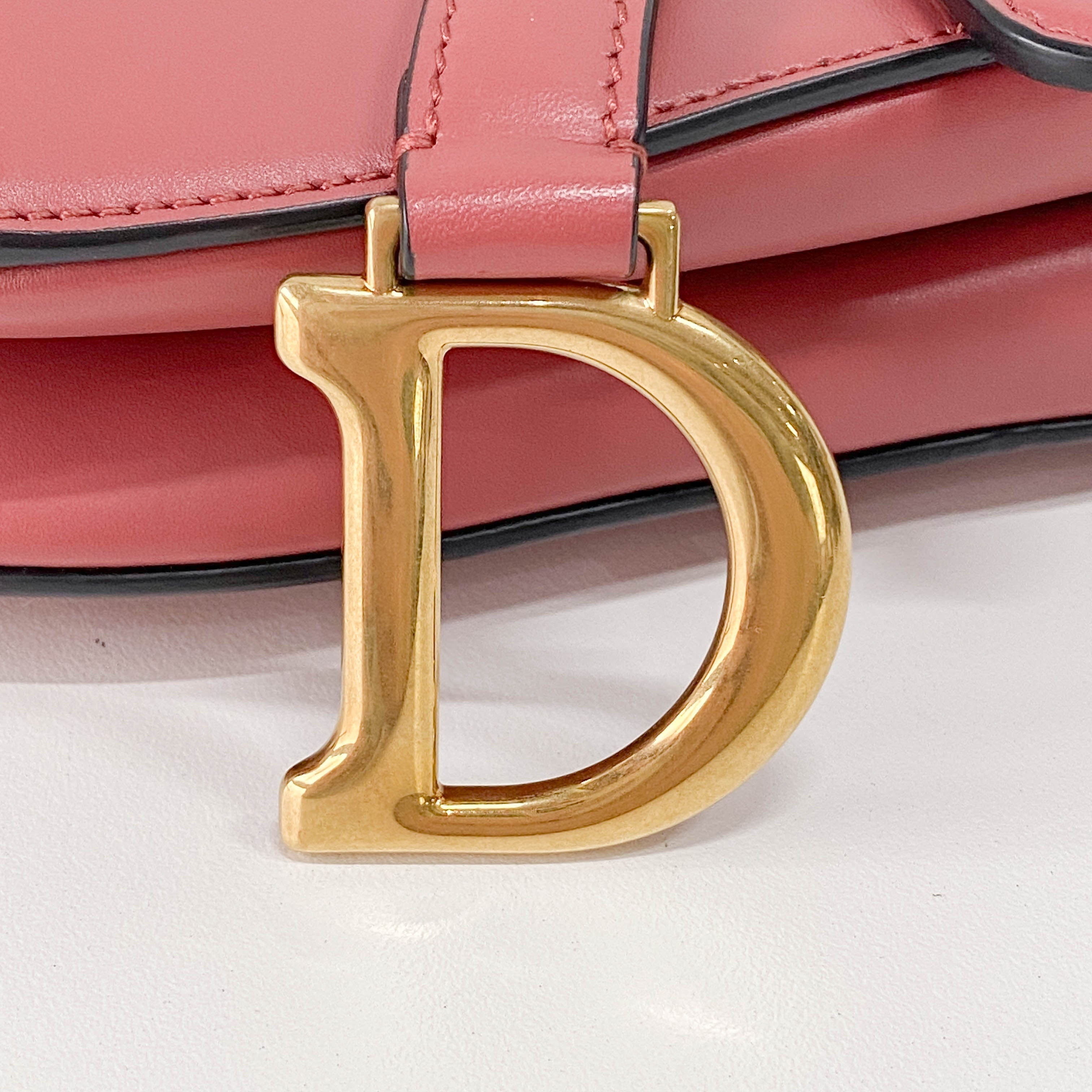 Saddle Rose Pink Leather Shoulder Bag