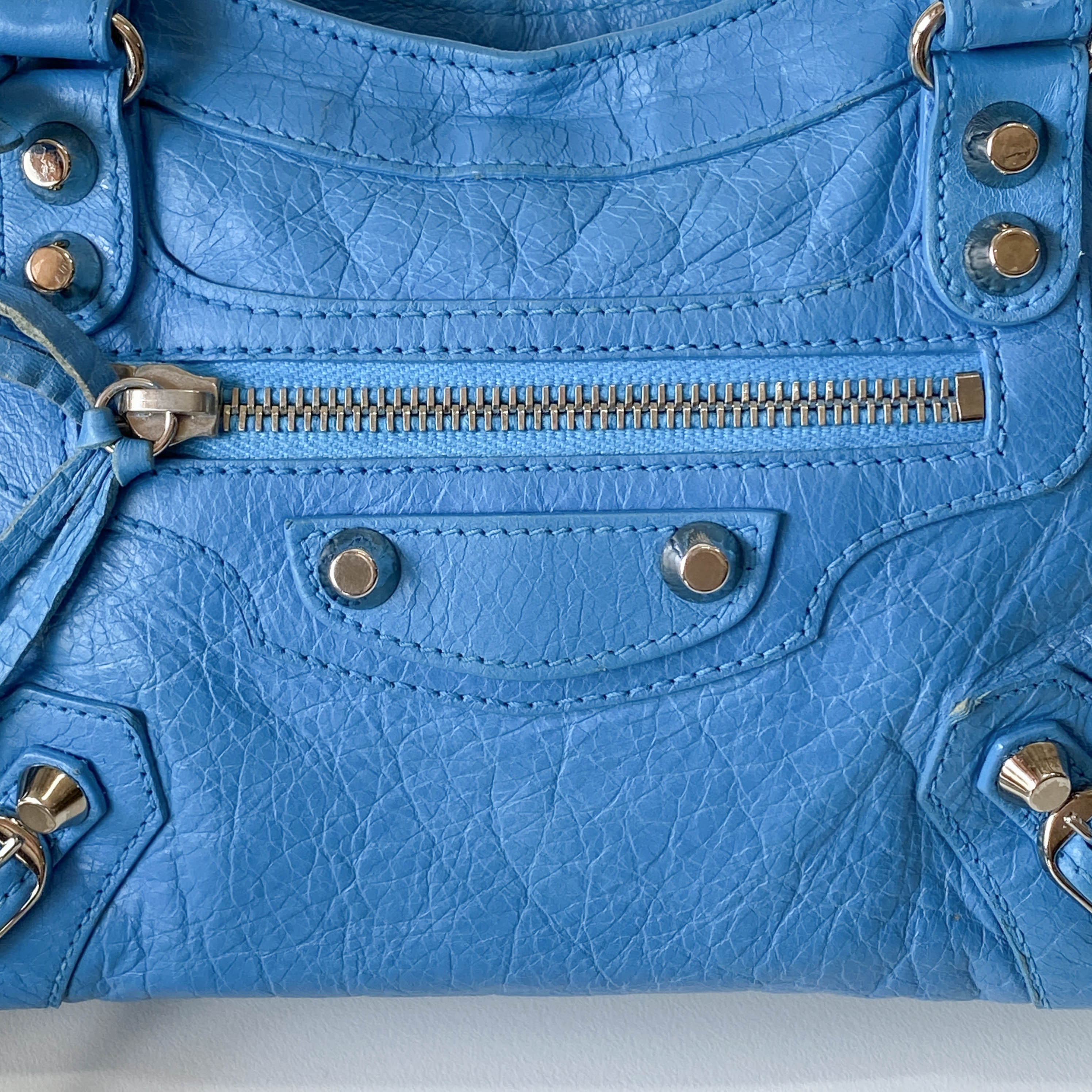 Mini City Blue Leather Two Way Bag