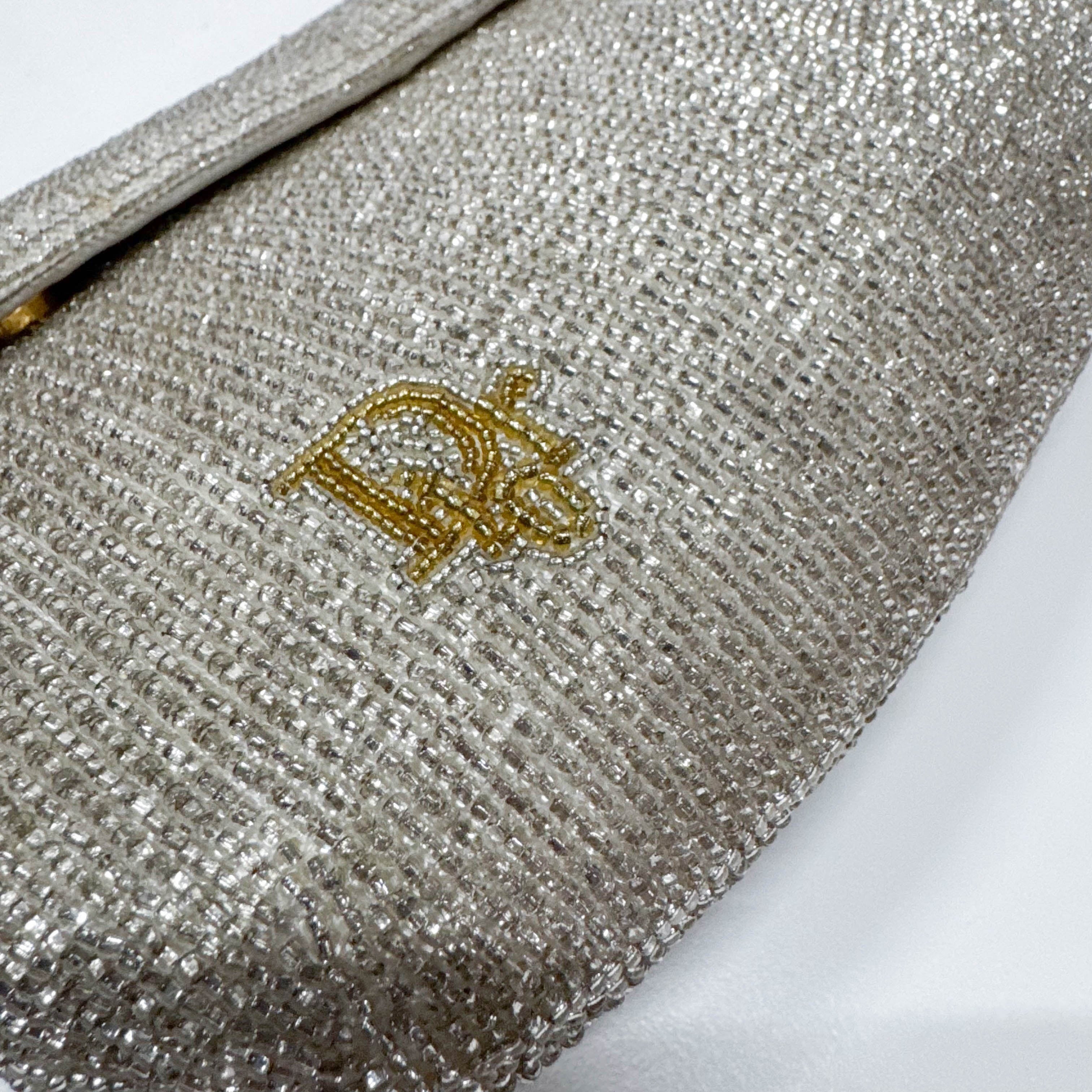 Vintage Silver Beaded Glod Chain Shoulder Bag