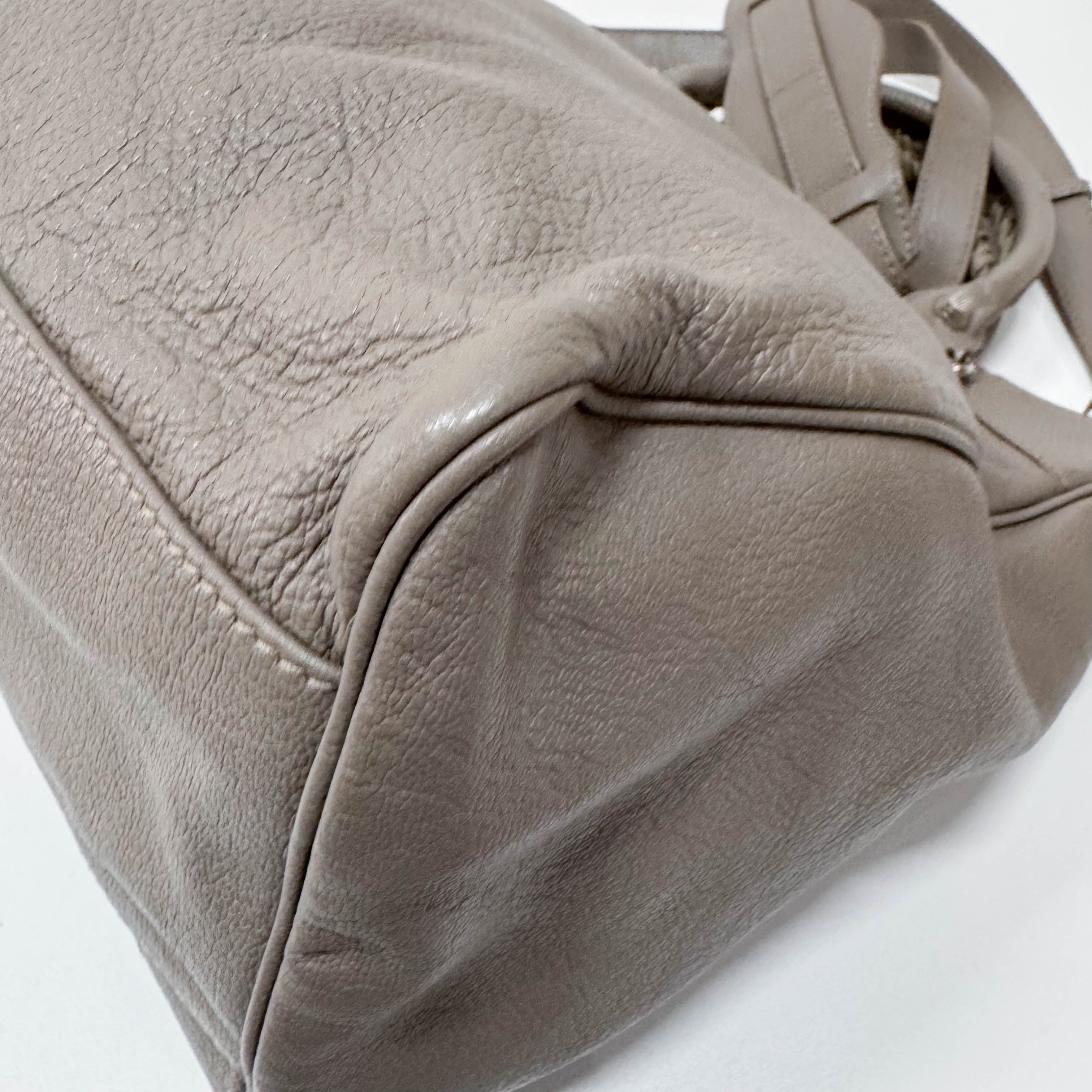 The Velo Grey Calfskin Leather Two Way Bag