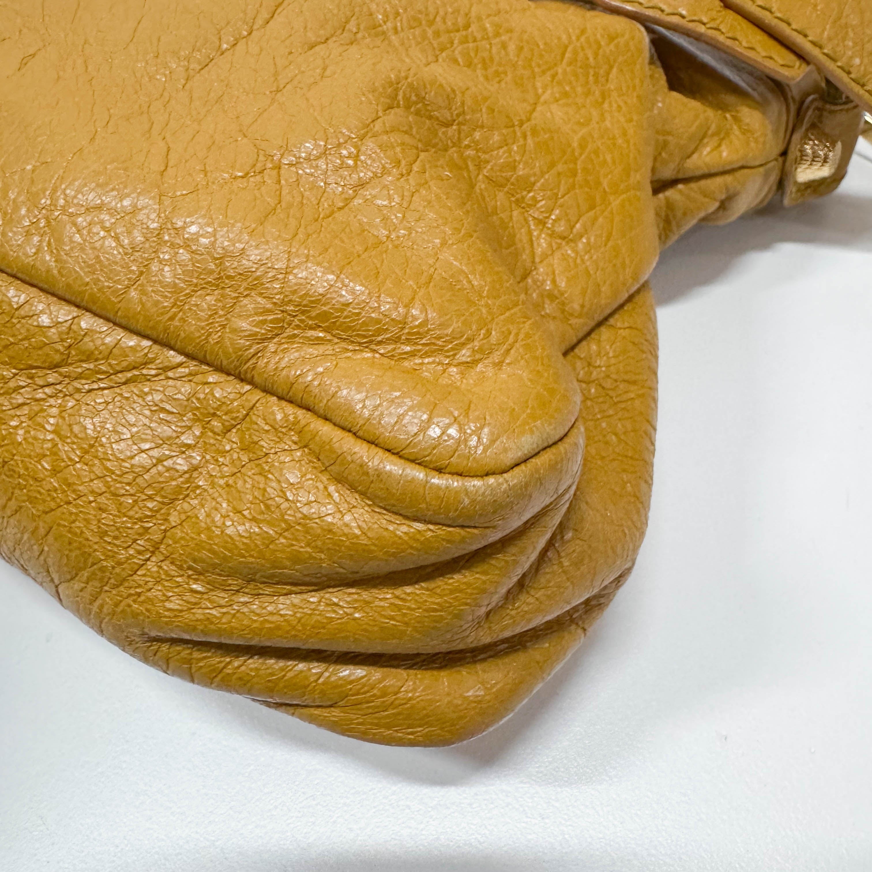 The First Yellow Leather Shoulder Two Way Bag