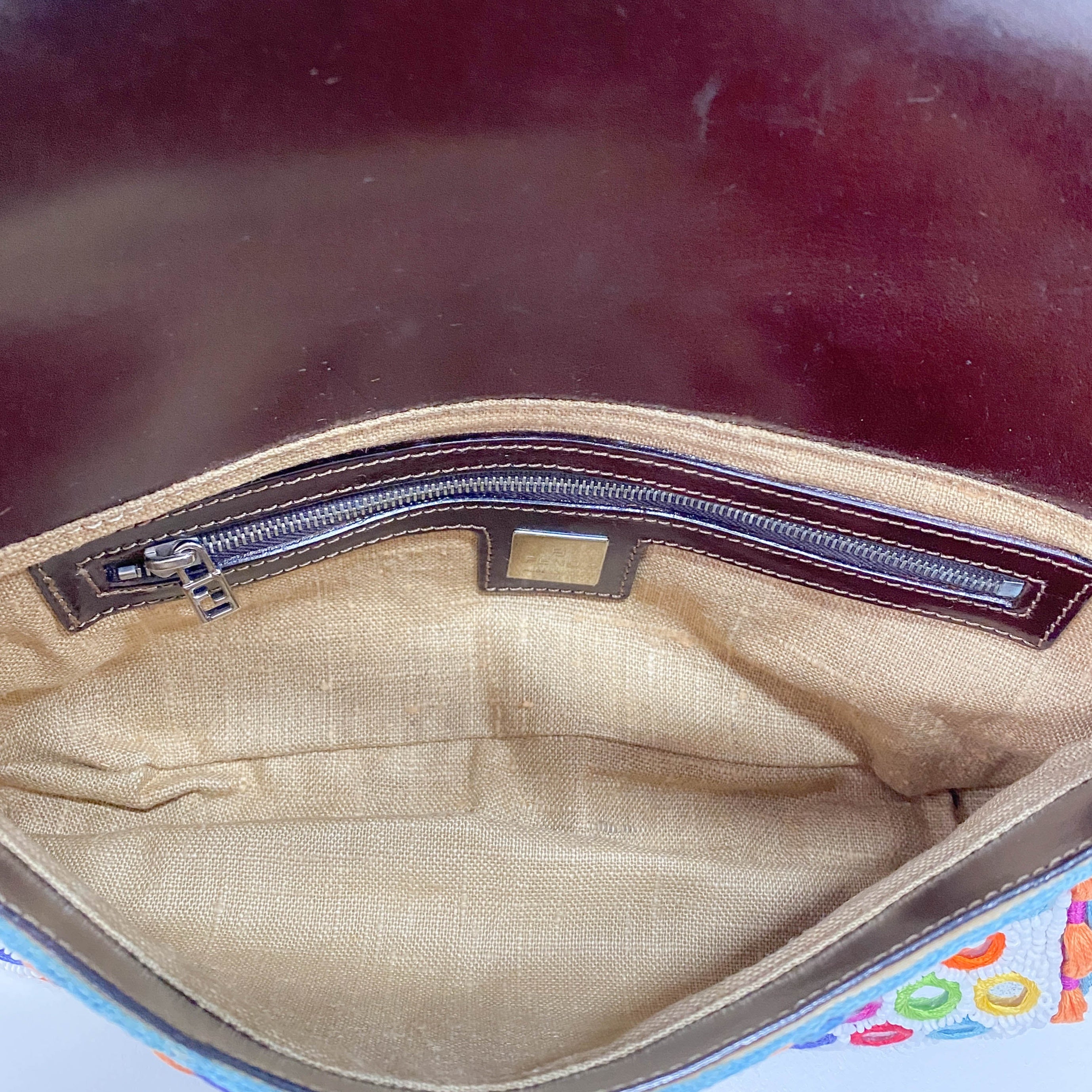 Baguette Multicolor Mirror Beaded Embroidered Shoulder Bag