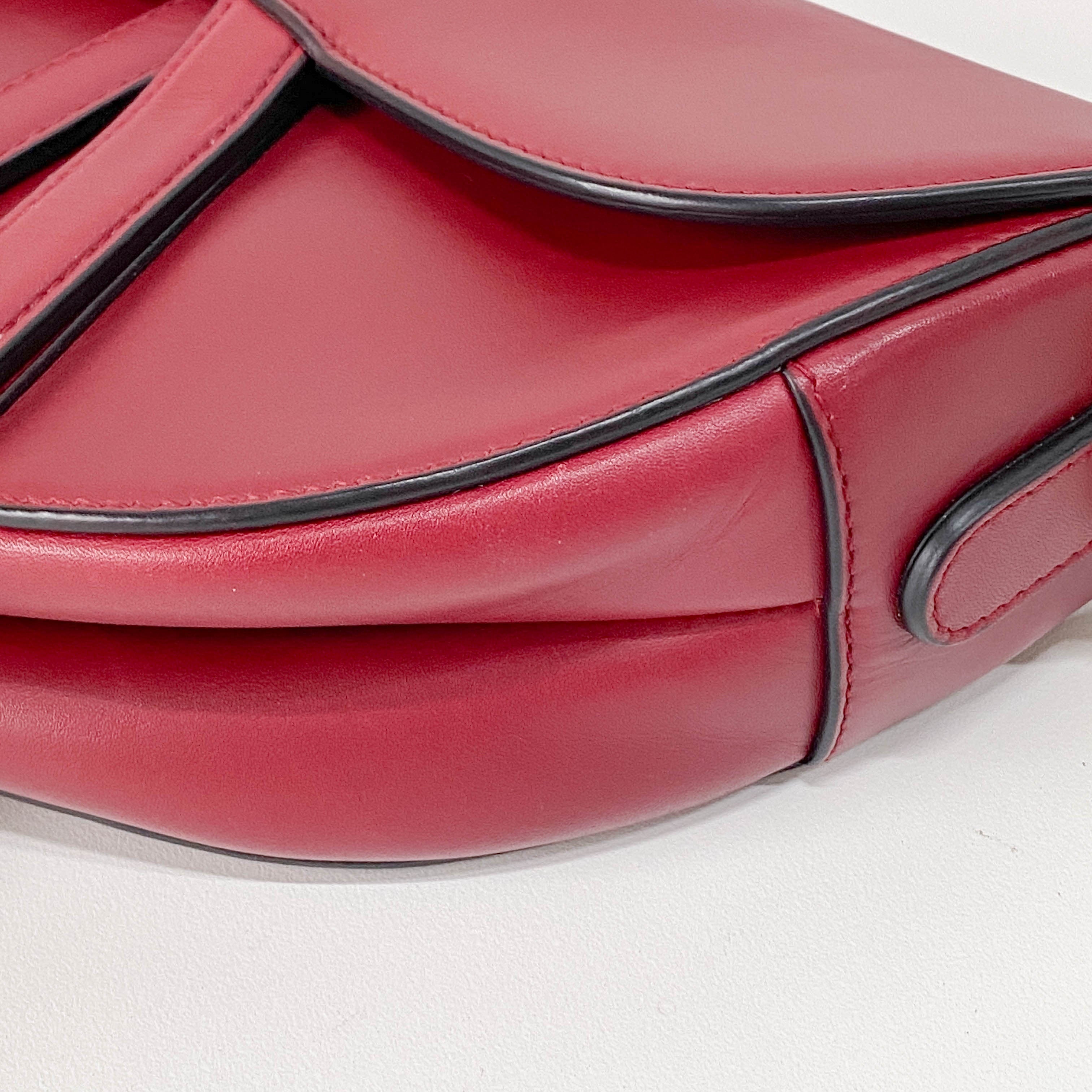 Saddle Red Leather Shoulder Bag