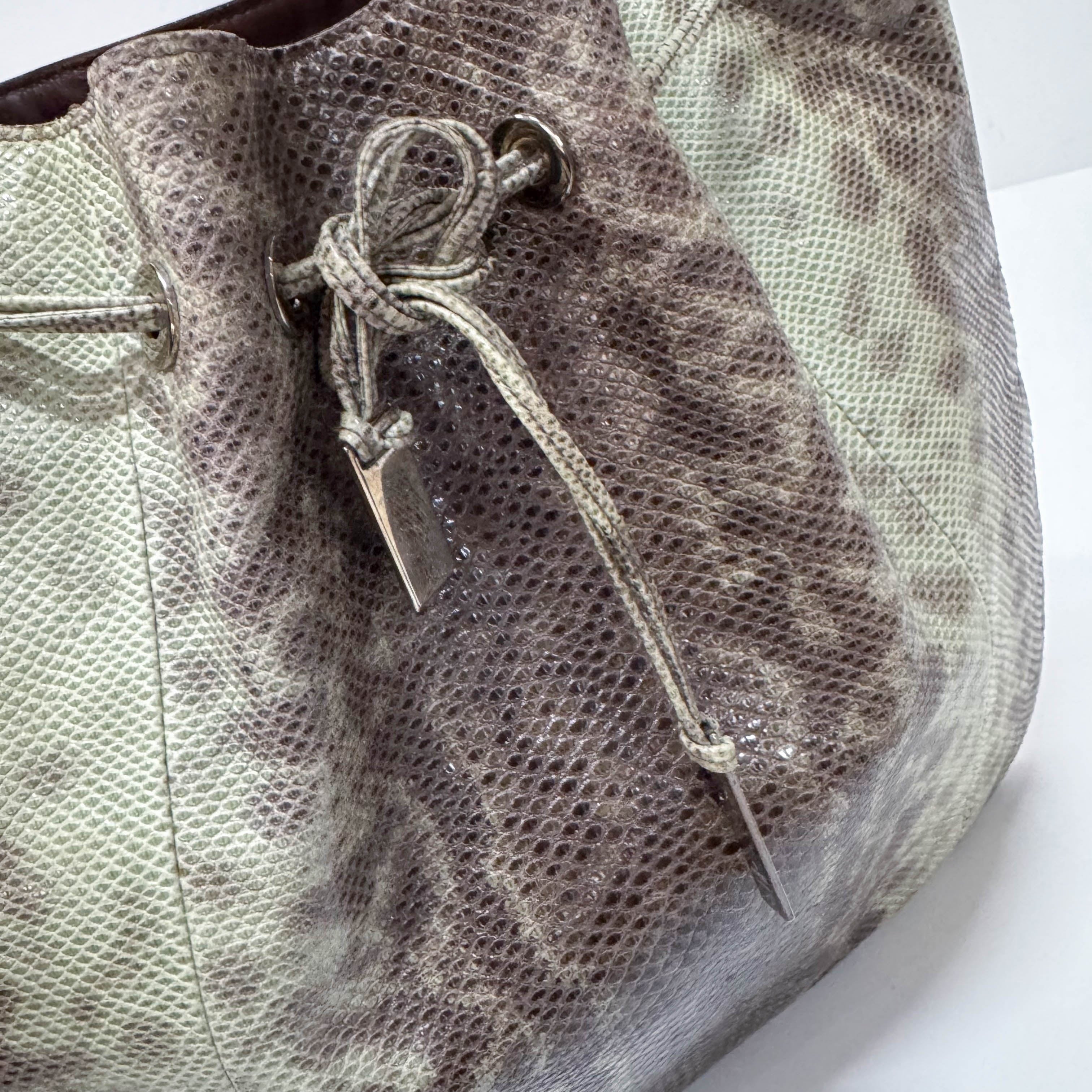 Green Python Leather Hobo Bag