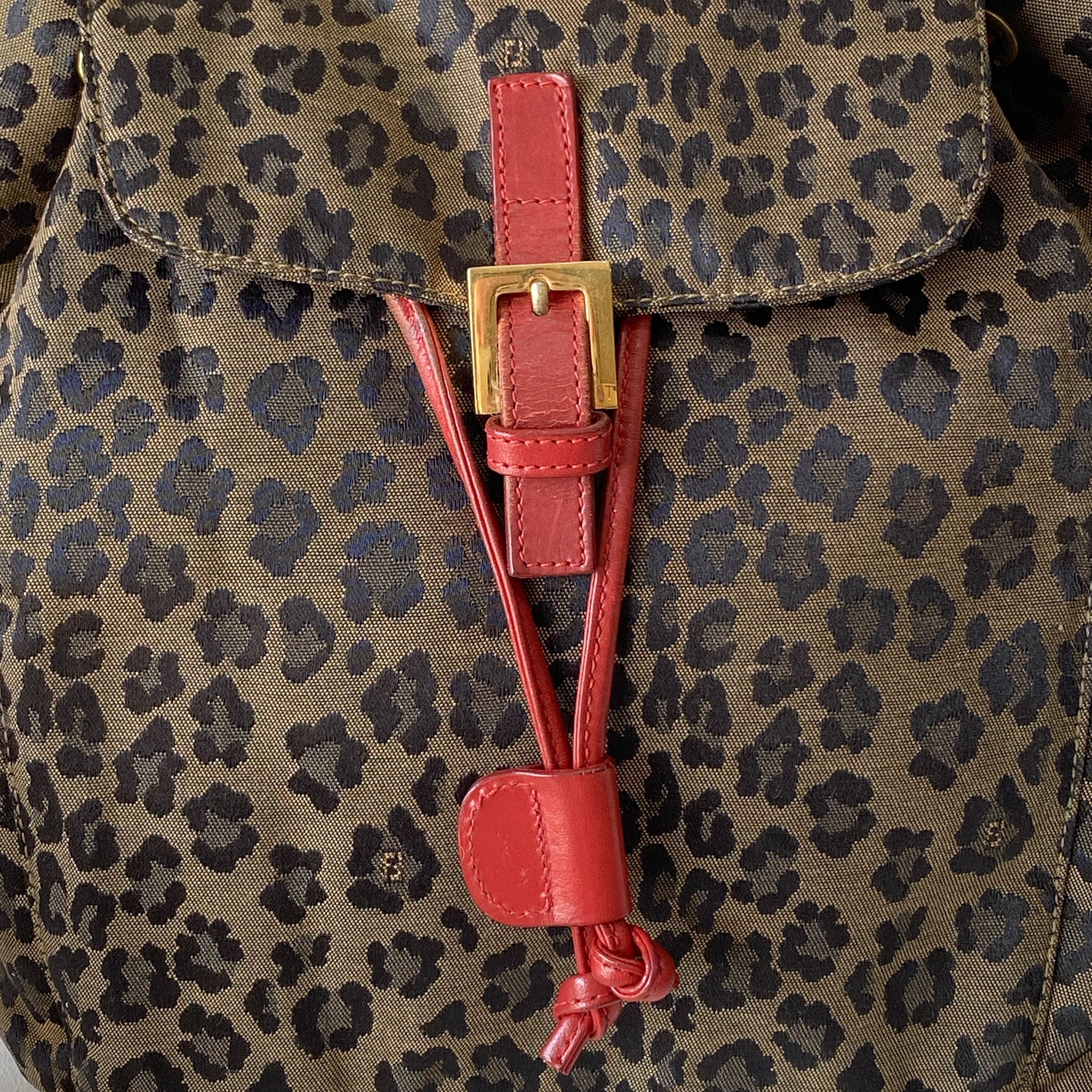 Brown Leopard Print Canvas Backpack