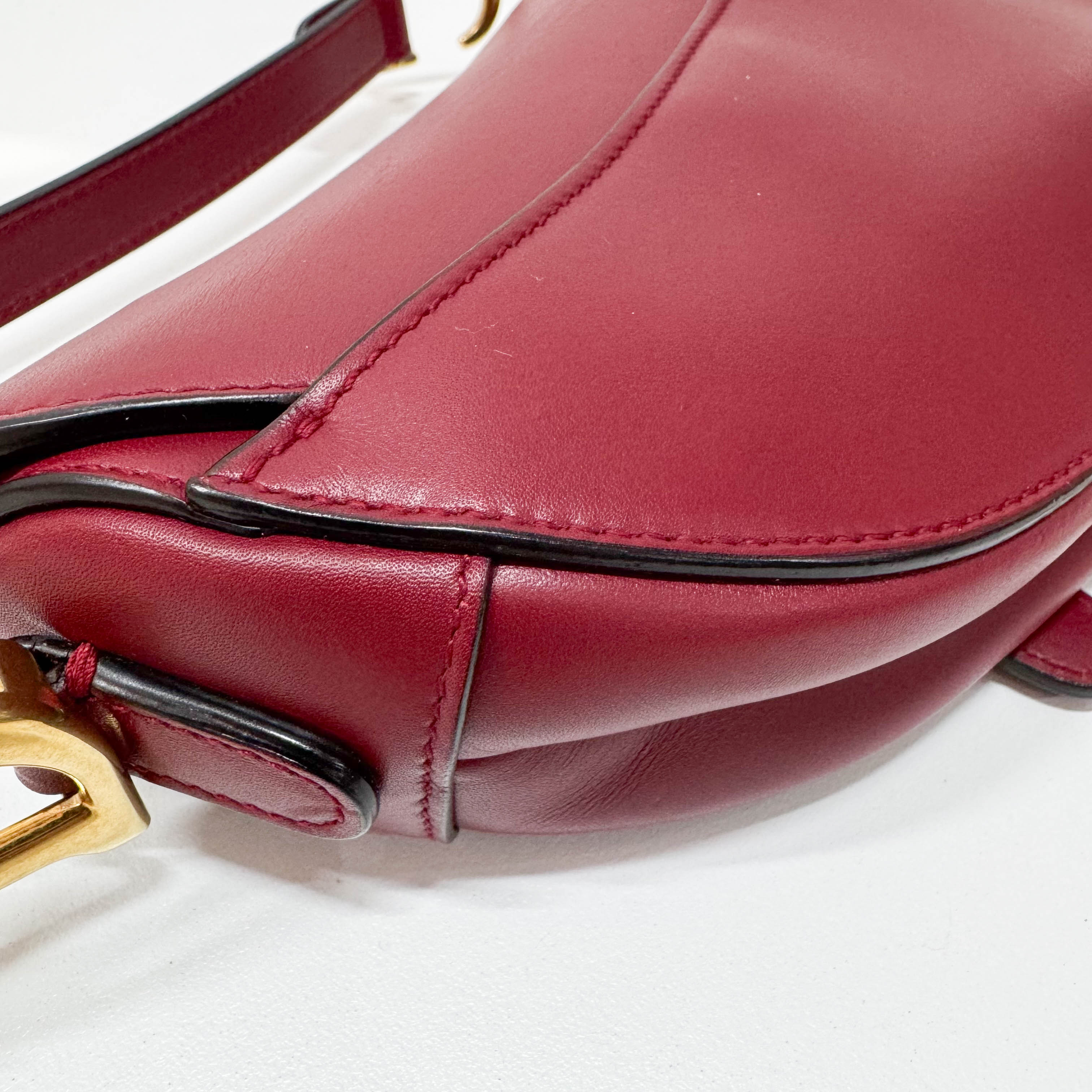Saddle Red Leather Shoulder Bag
