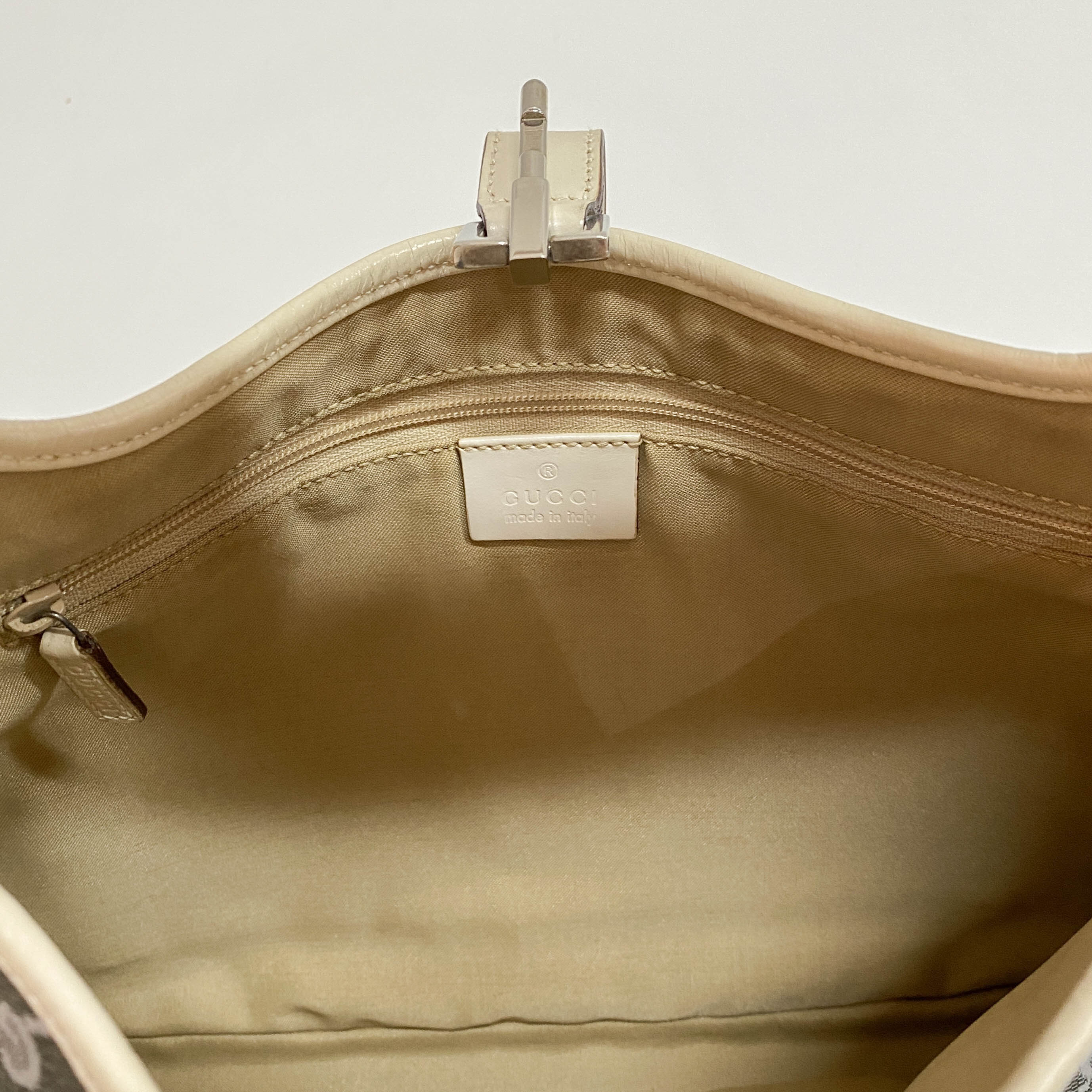 Jackie White GG Canvas Shoulder Bag