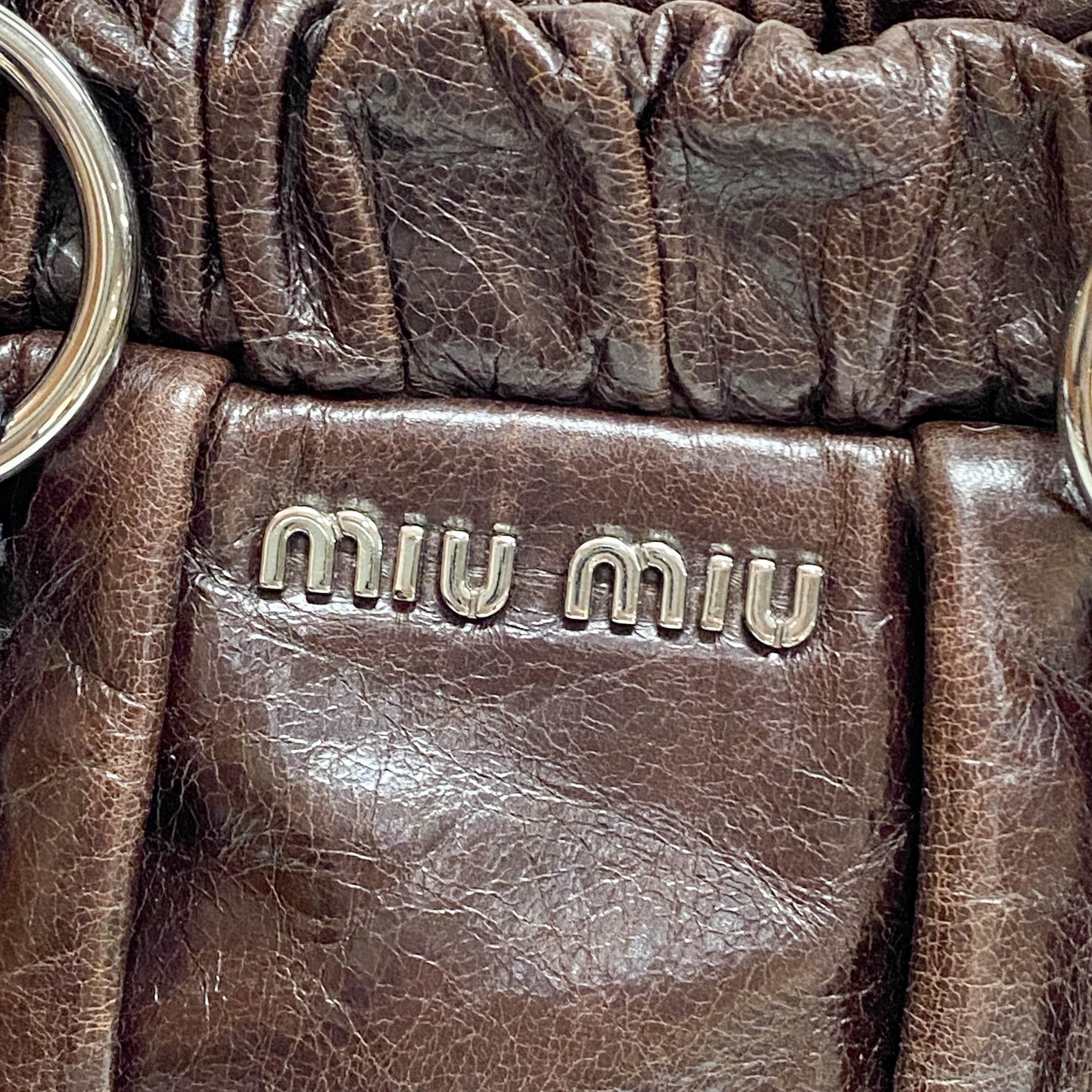 Vitello Bauletto Dark Brown Calfskin Leather Two Way Bag