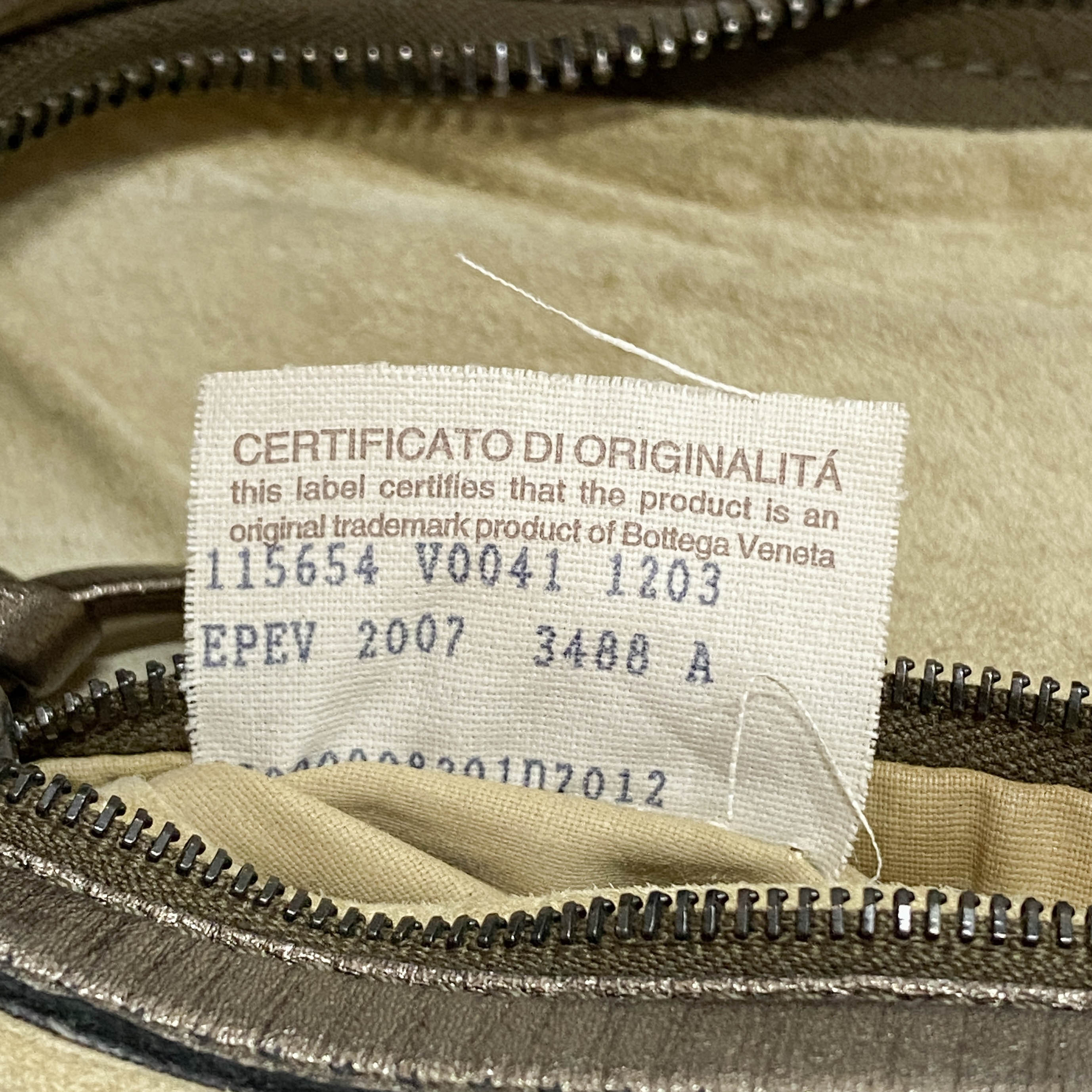 Intrecciato Gold Leather Hobo Bag