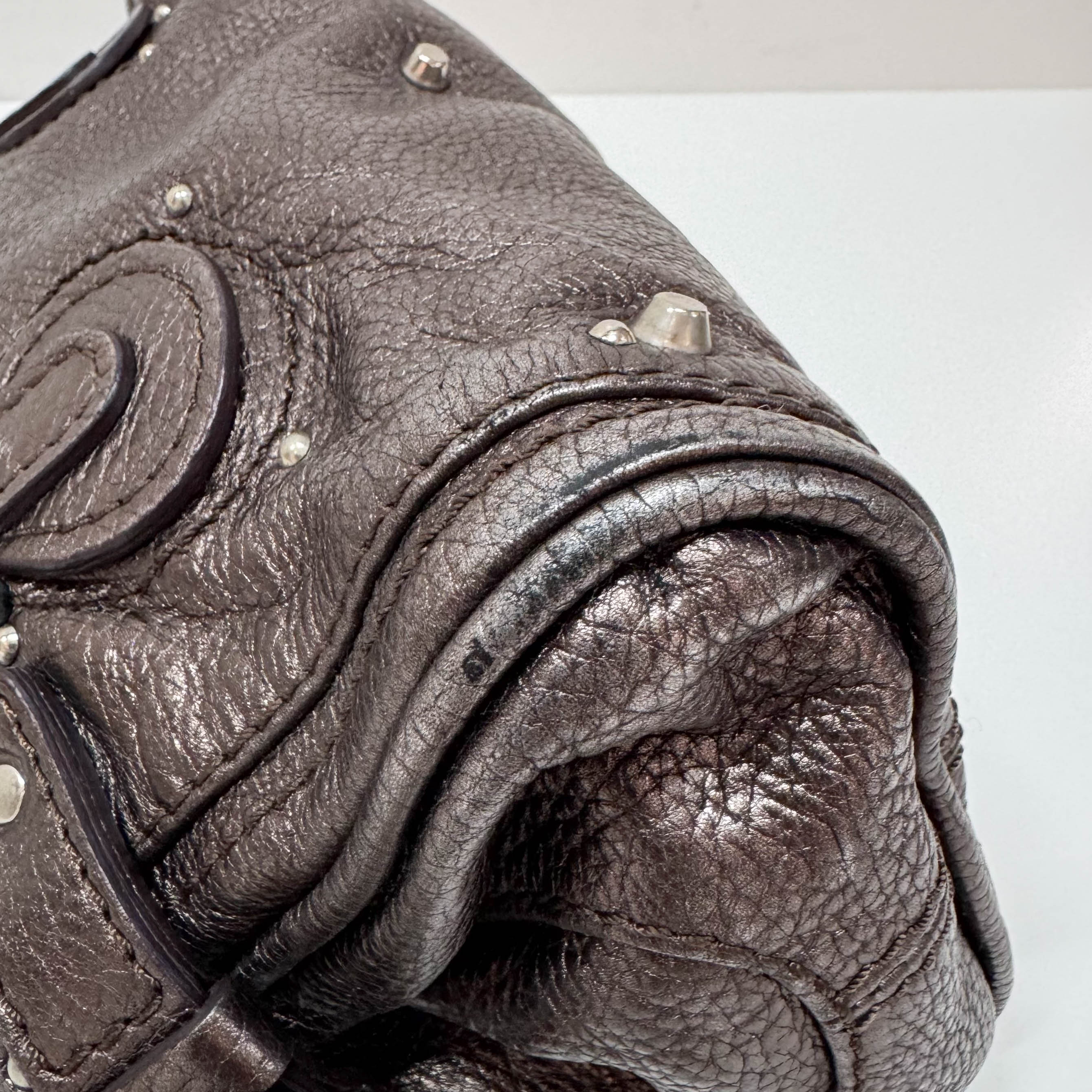 Mini Paddington Rose/Black Metallic Calfskin Leather Hand Bag