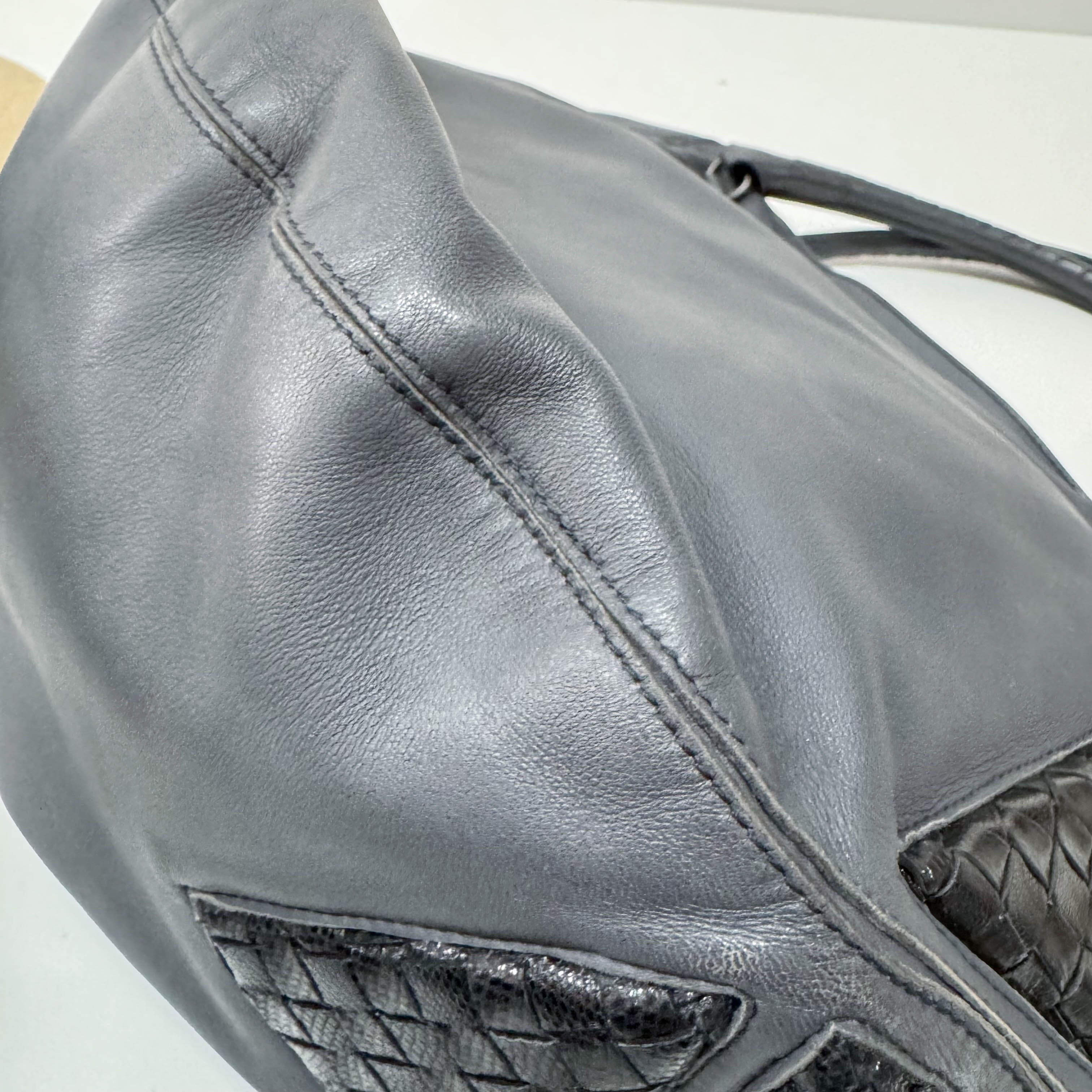Vintage Grey Leather Two Way Bag