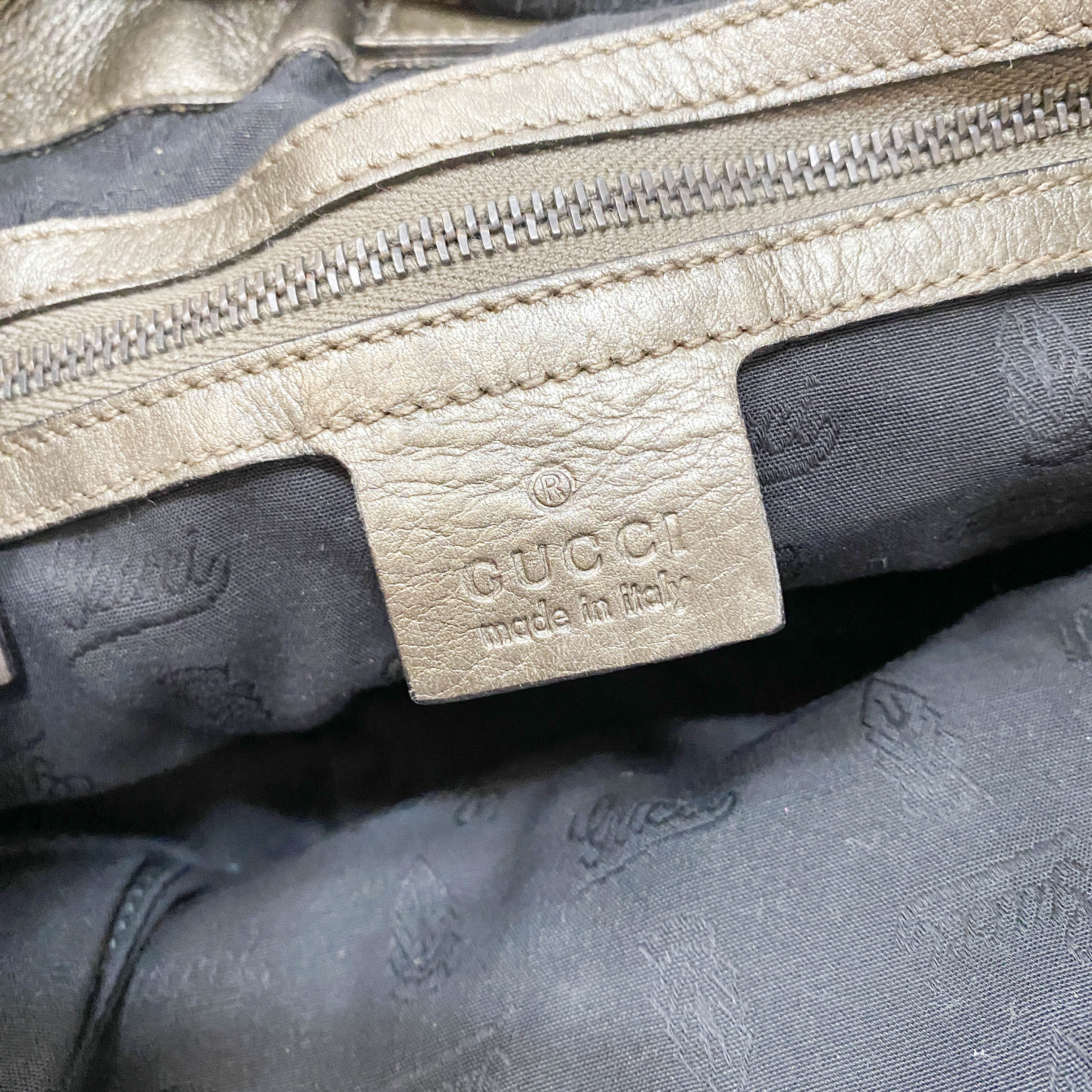 Guccisima Metalic Green Leather Hobo Shoulder Bag