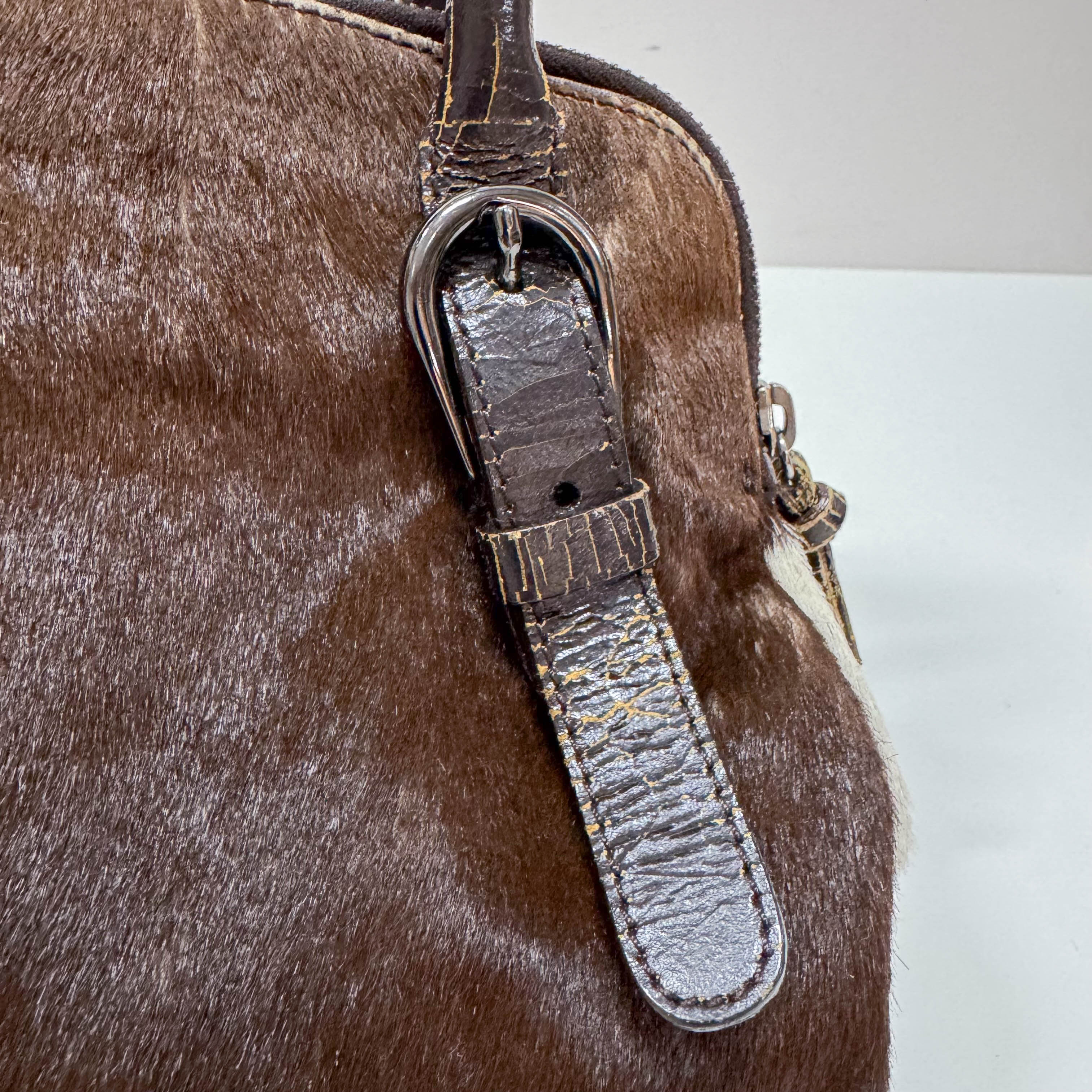 Cow Print Brown/White Pony Hair Shoulder Bag