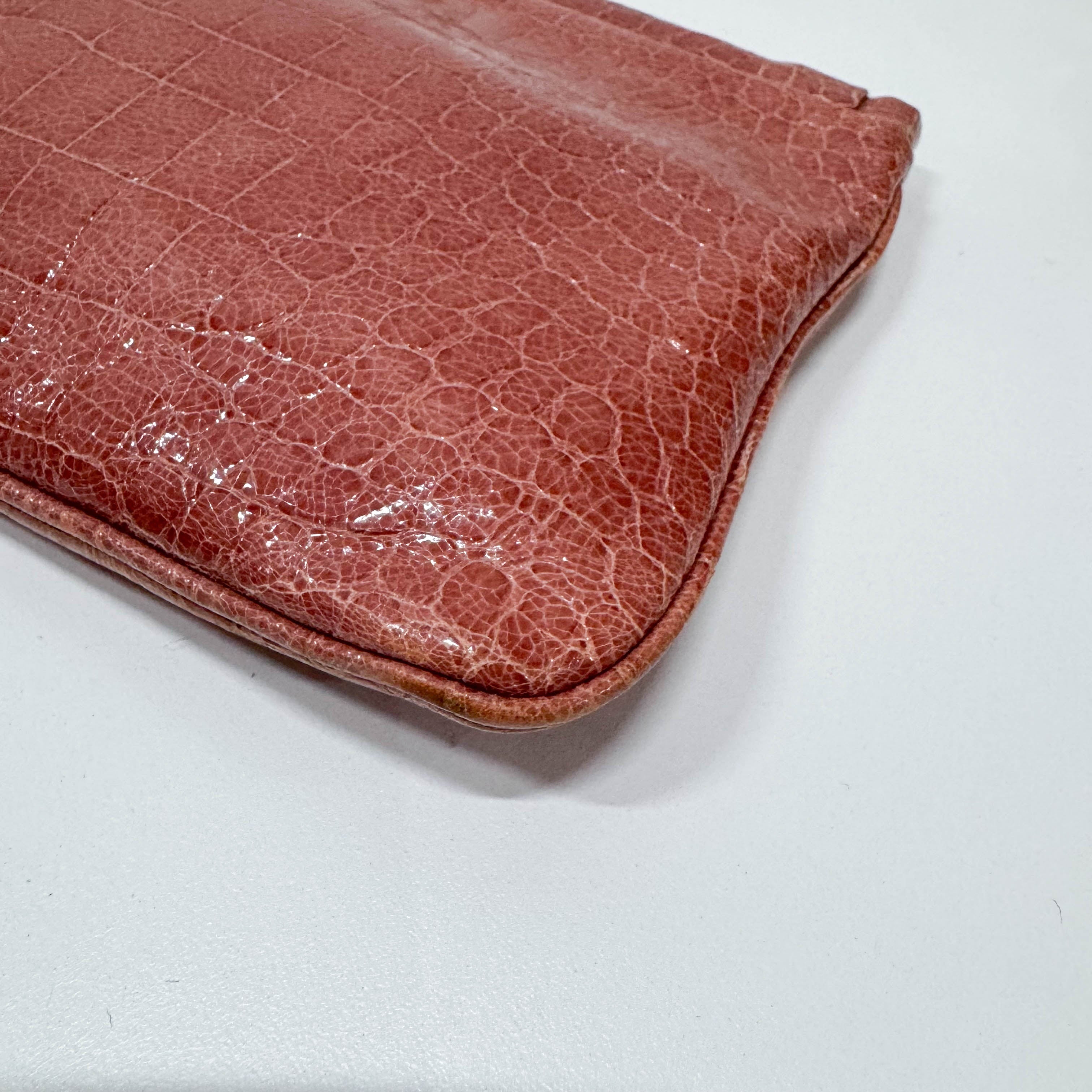 Vintage Pink Croc Embossed Leather Hand Bag