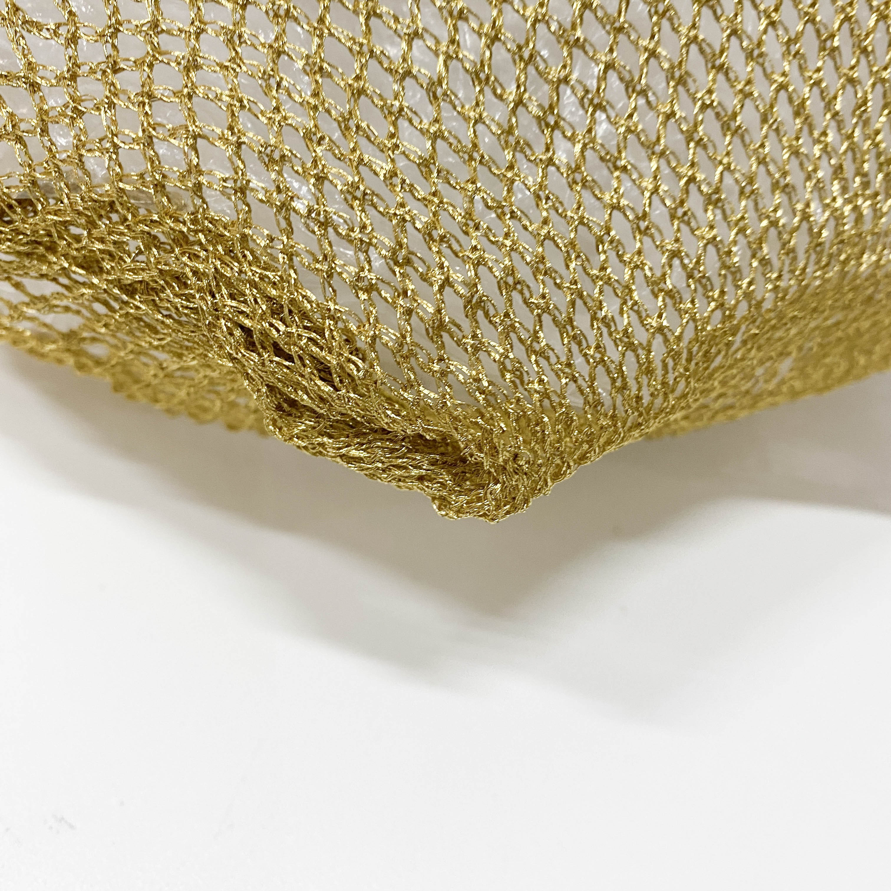 Triangle Logo Gold Mesh Handbag