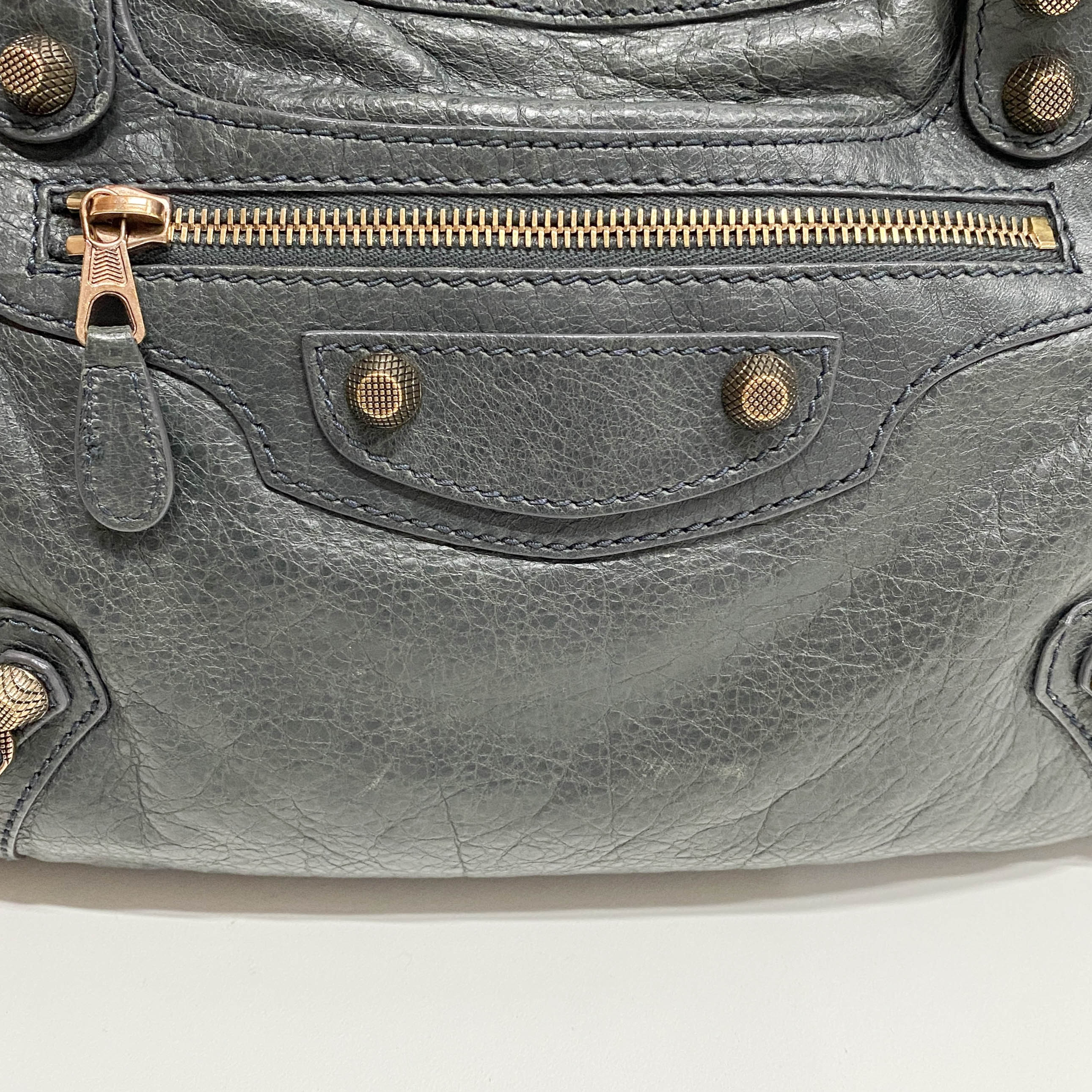 The Town Grey Calfskin Leather Two Way Bag