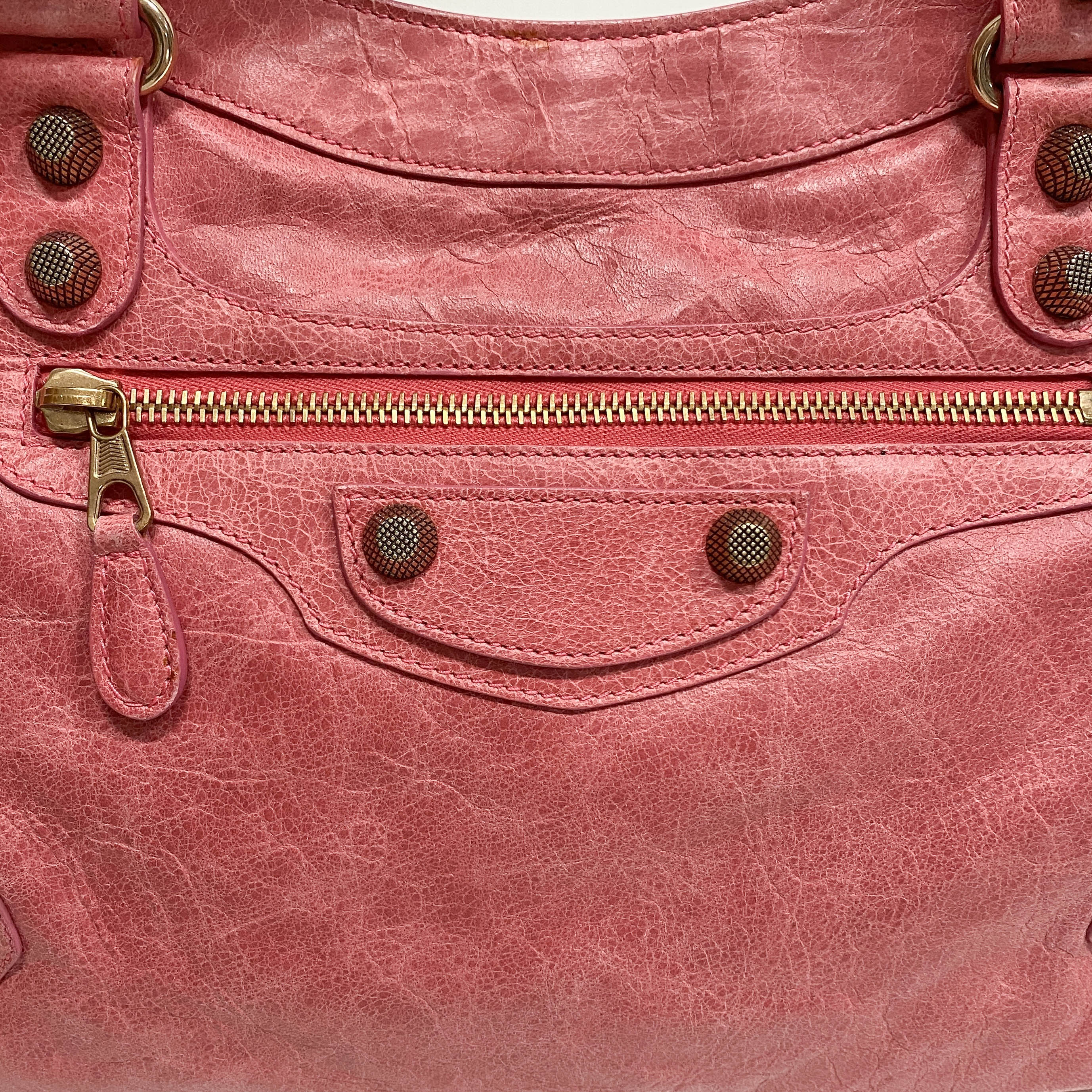 The Town Pink Calfskin Leather Two Way Bag