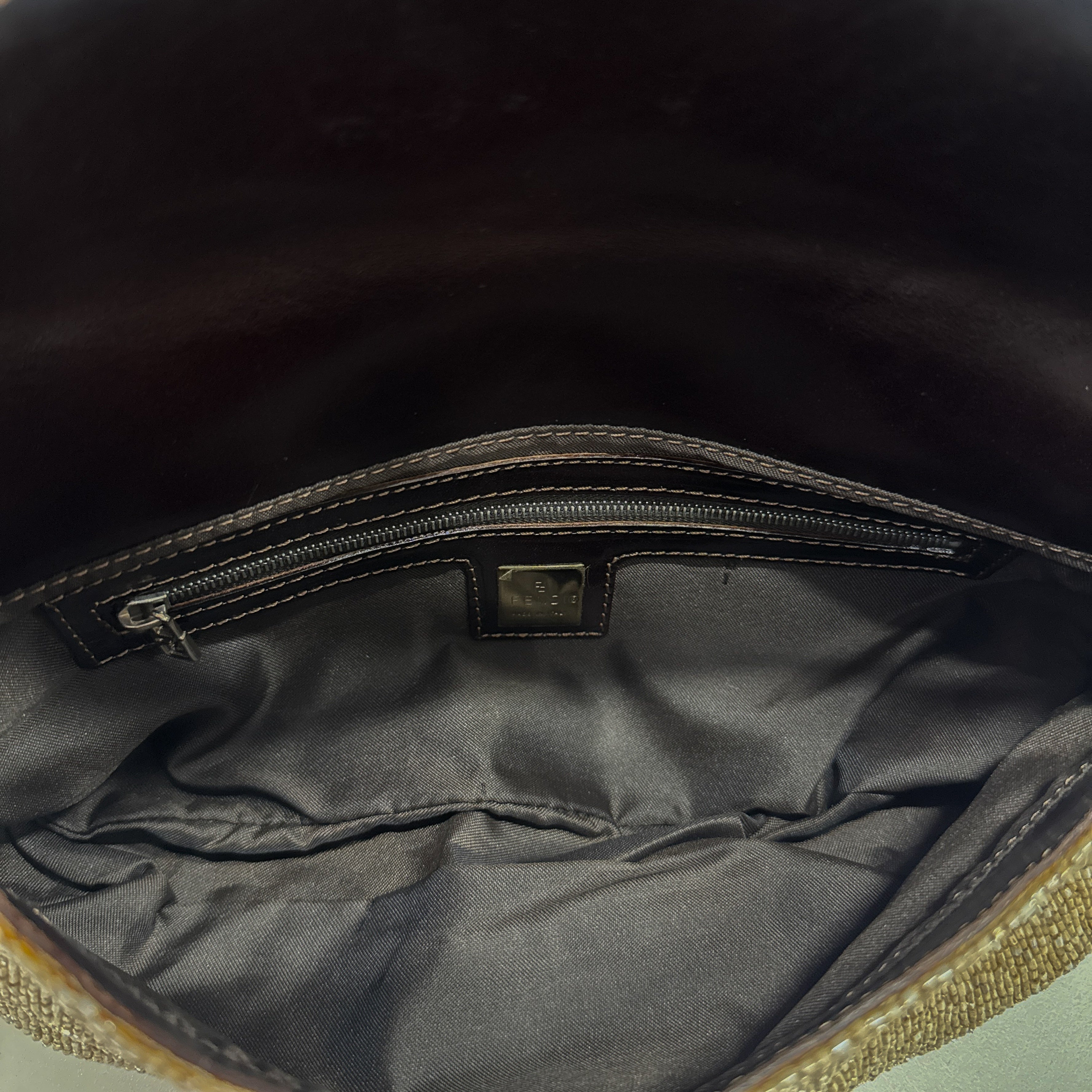 Baguette Beige Beaded Shoulder Bag