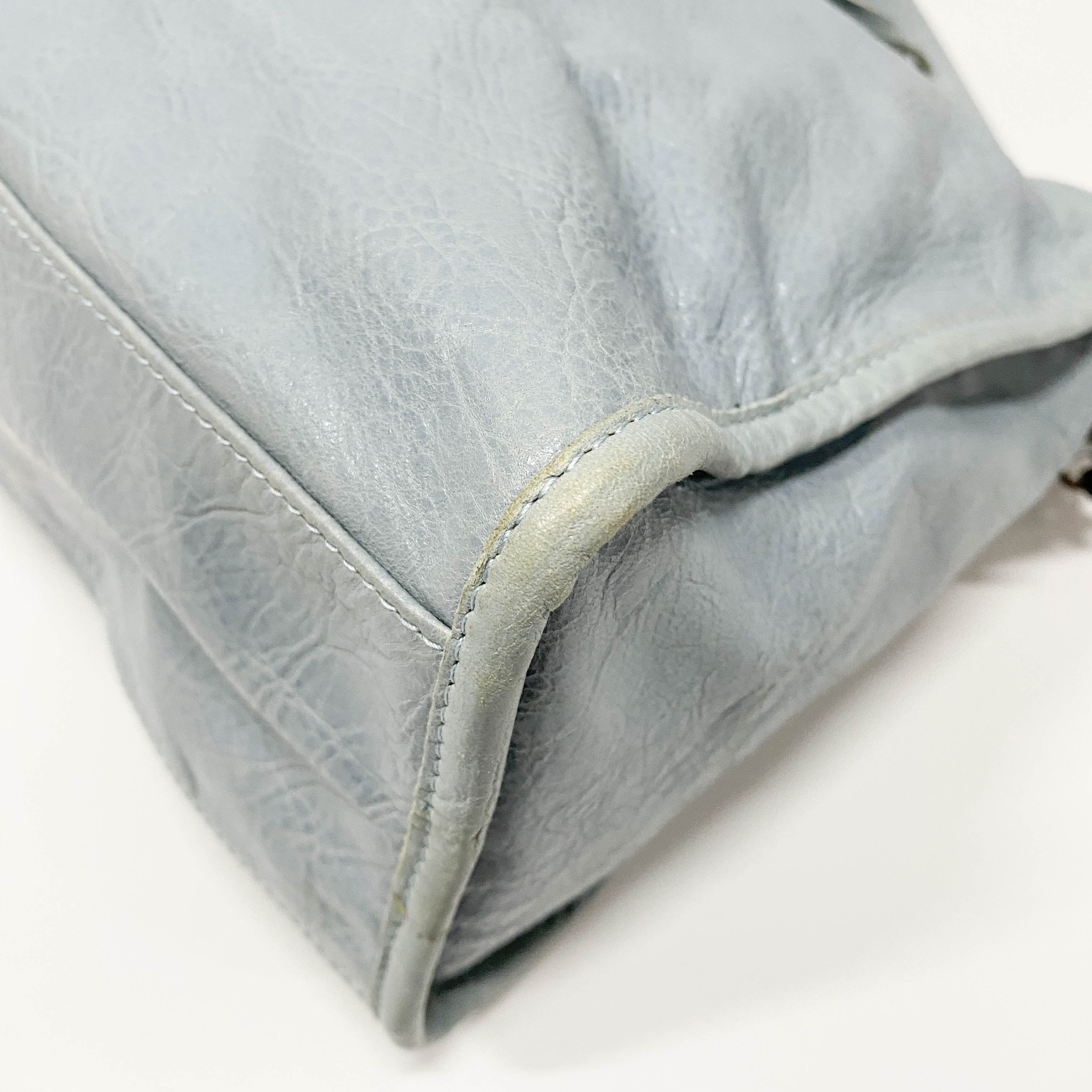 The City Blue Calfskin Leather Two Way Bag