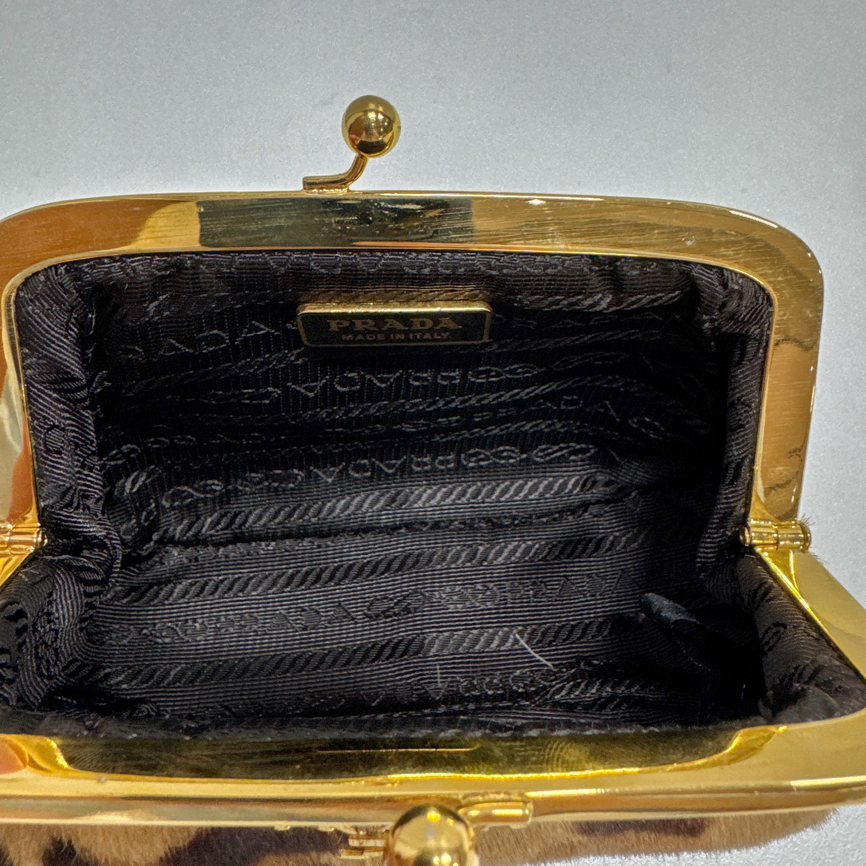 Brown Leopard Print Pony Hair Coin Pouch