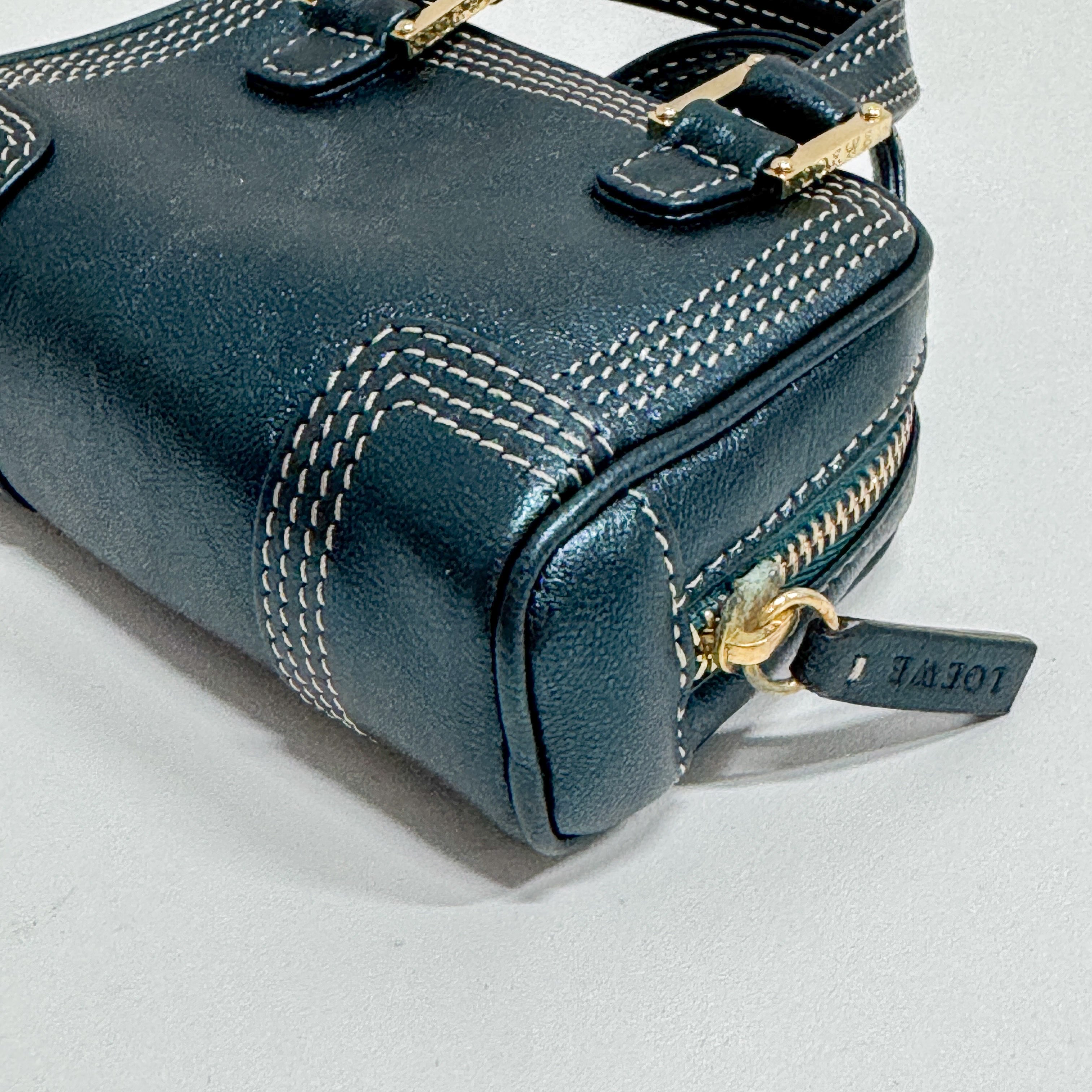 Amazona Micro Mini Blue Leather Two Way Bag