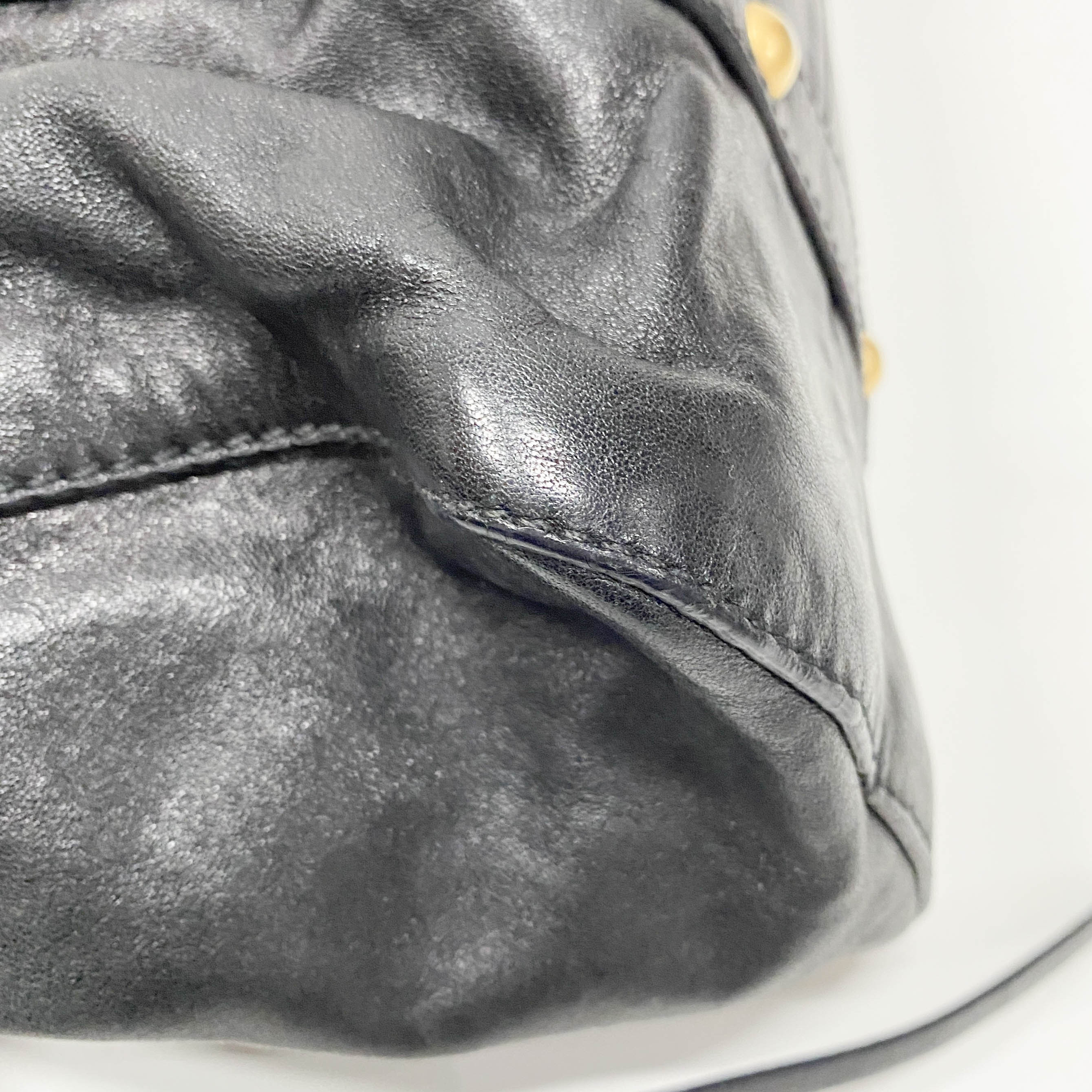 Vitello Black Calfskin Leather Two Way Bag