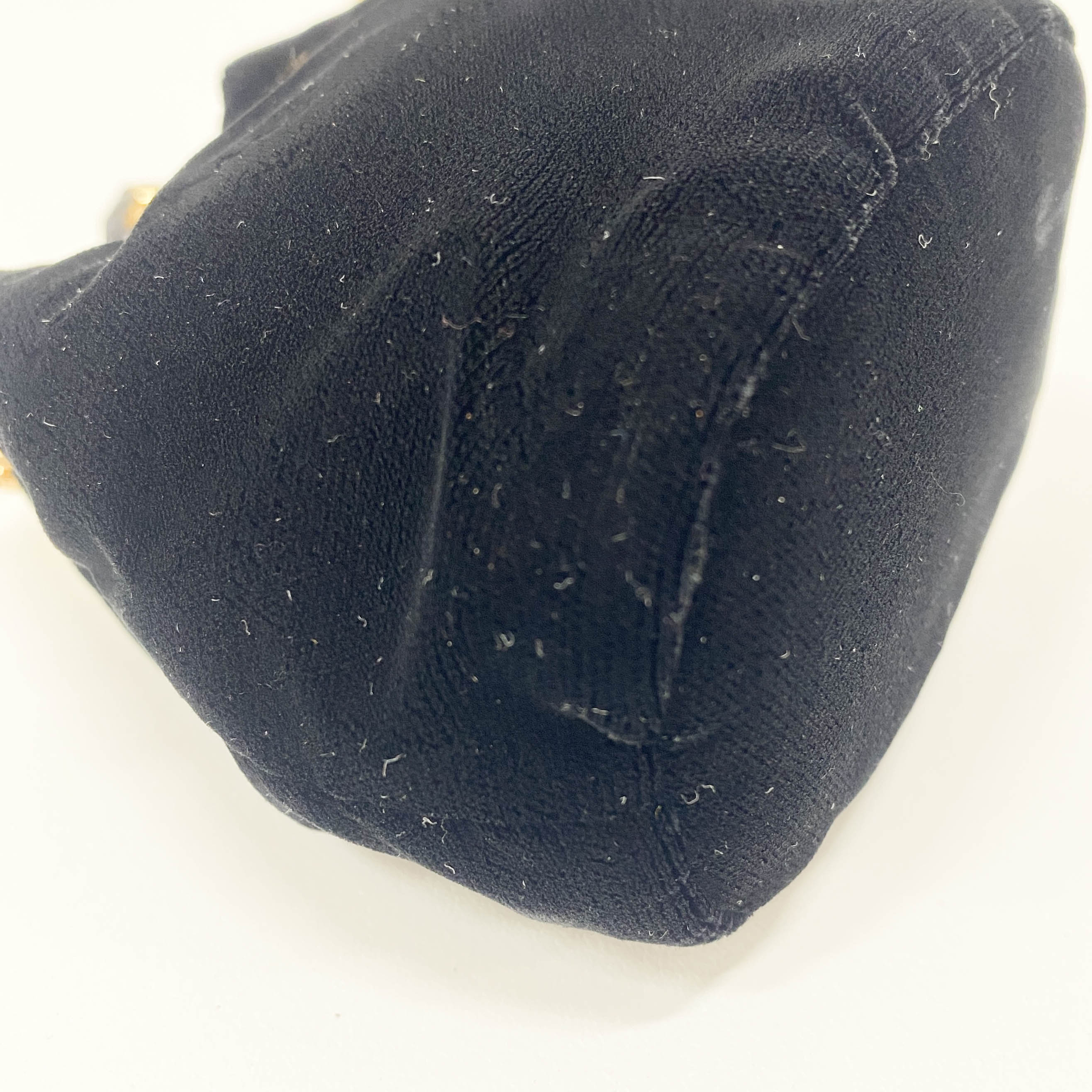 Gold Chain Black Velvet Mini Pouch Bag