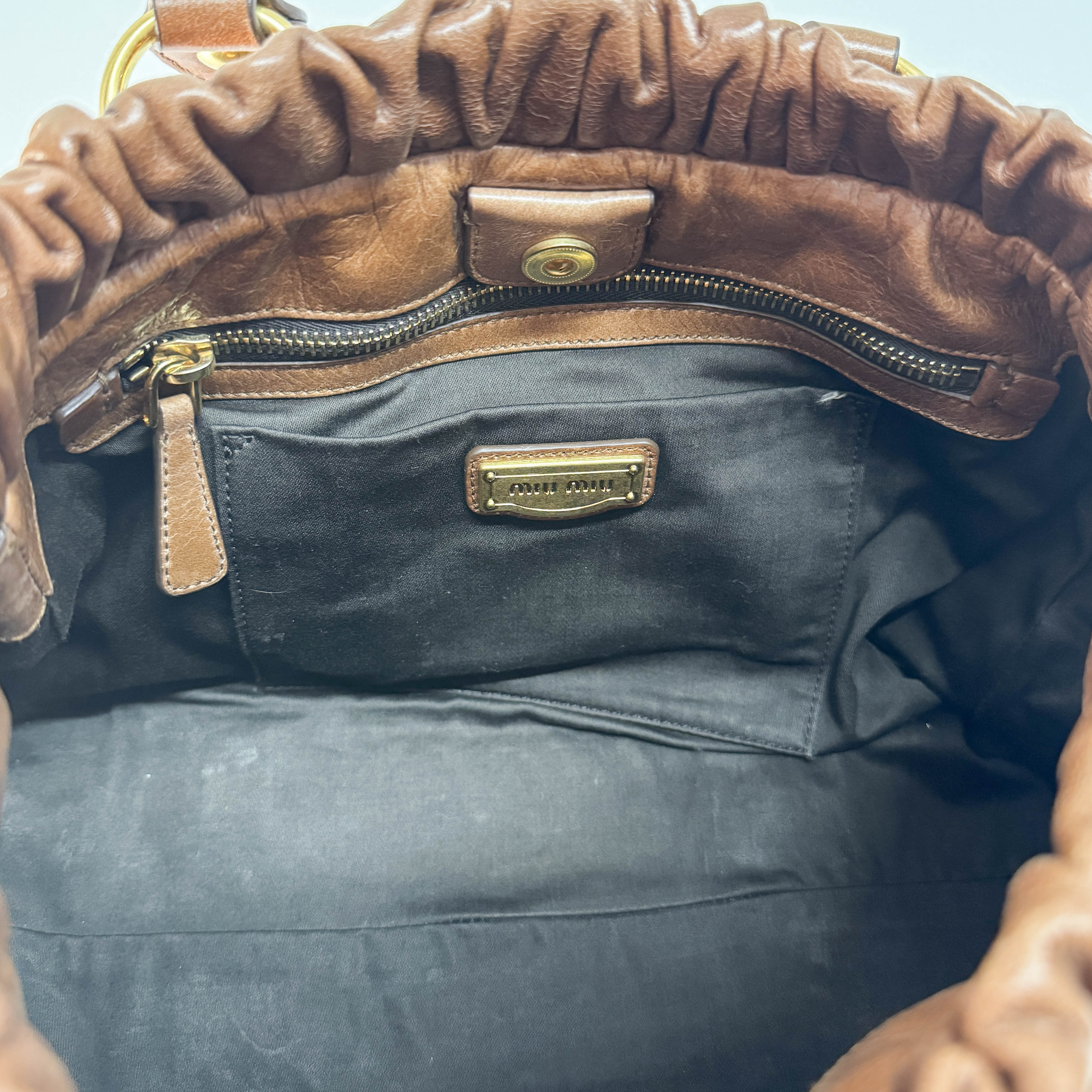 Vitello Brown Leather Two Way Bag