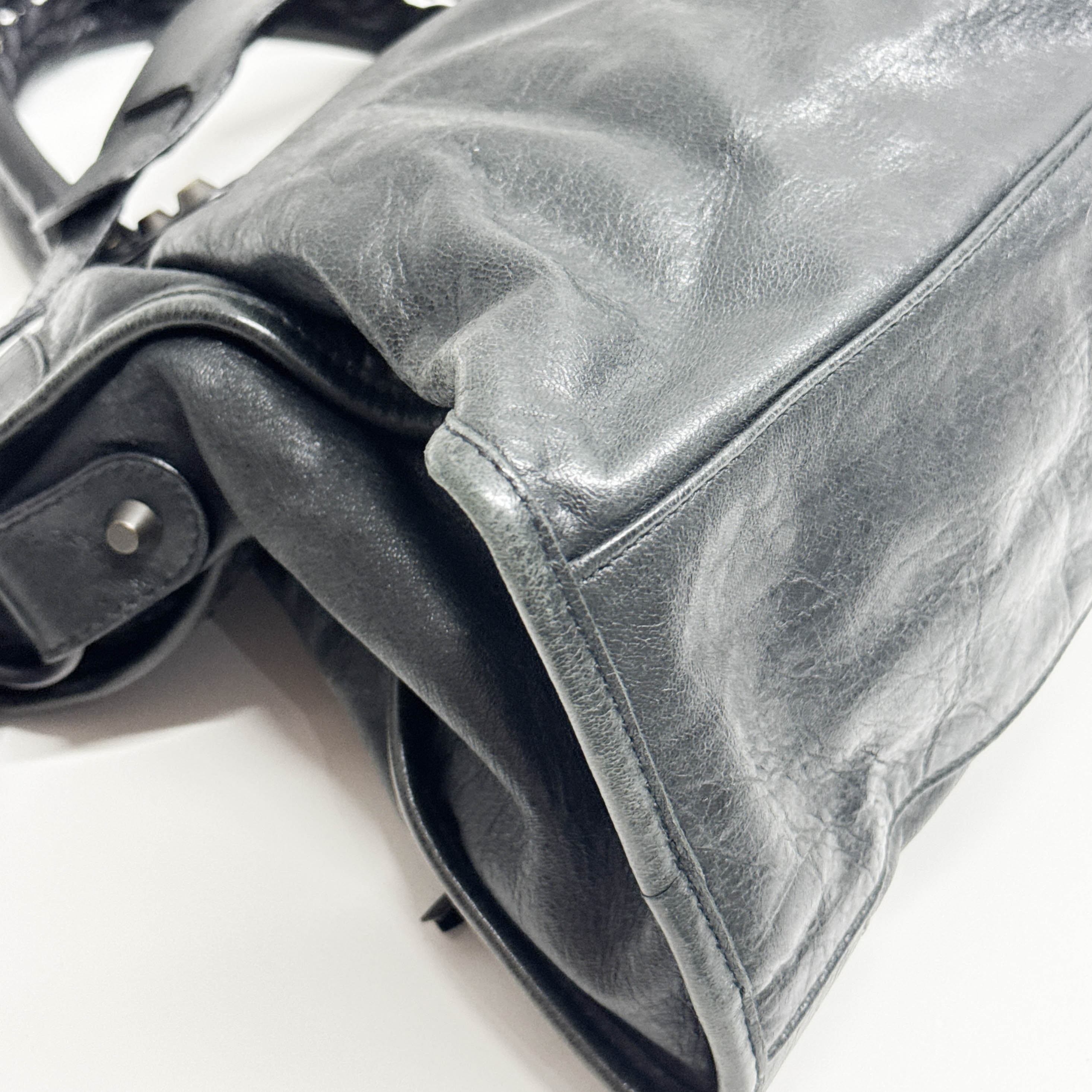 The City Black Calfskin Leather Two Way Bag