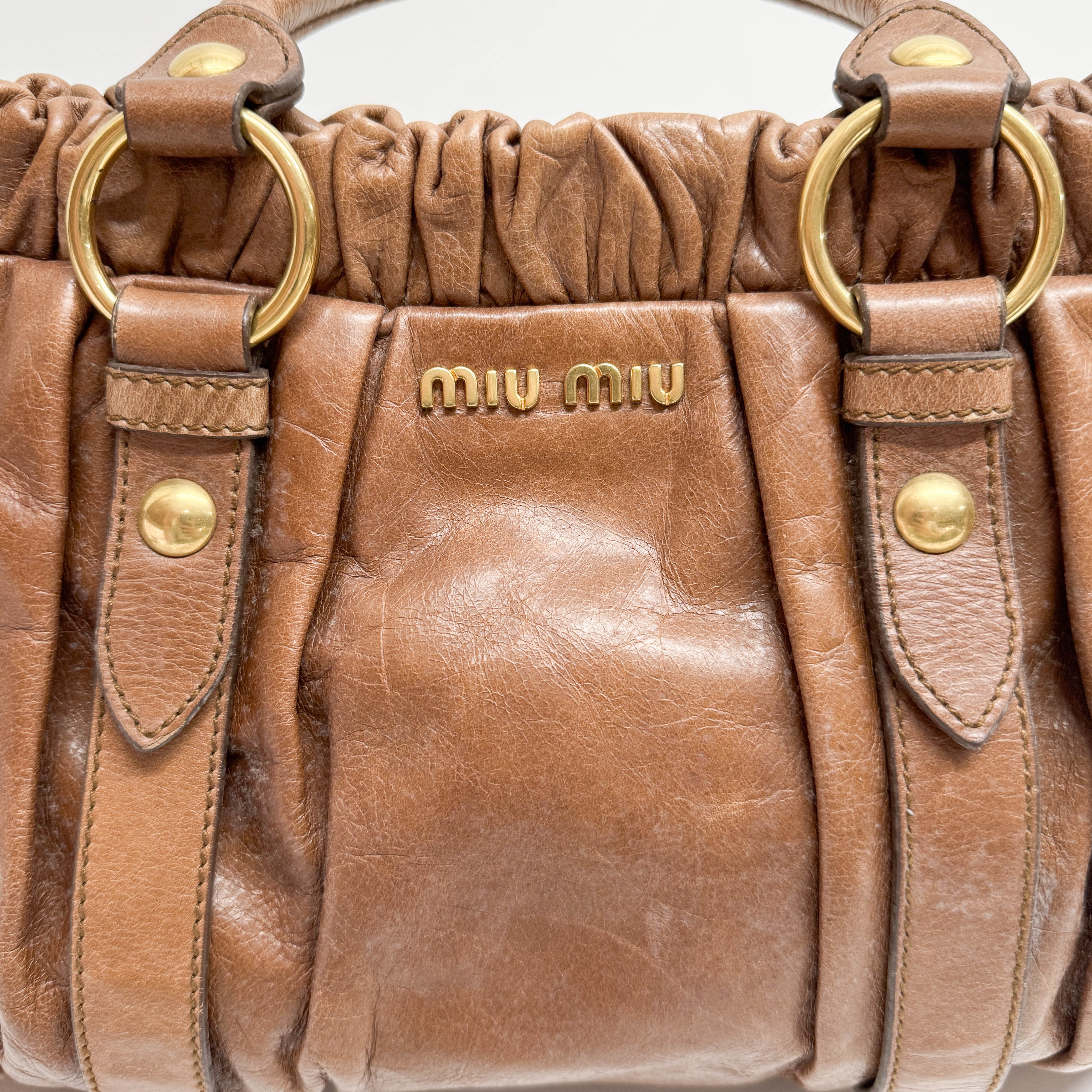 Vitello Bauletto Brown Leather Two Way Bag
