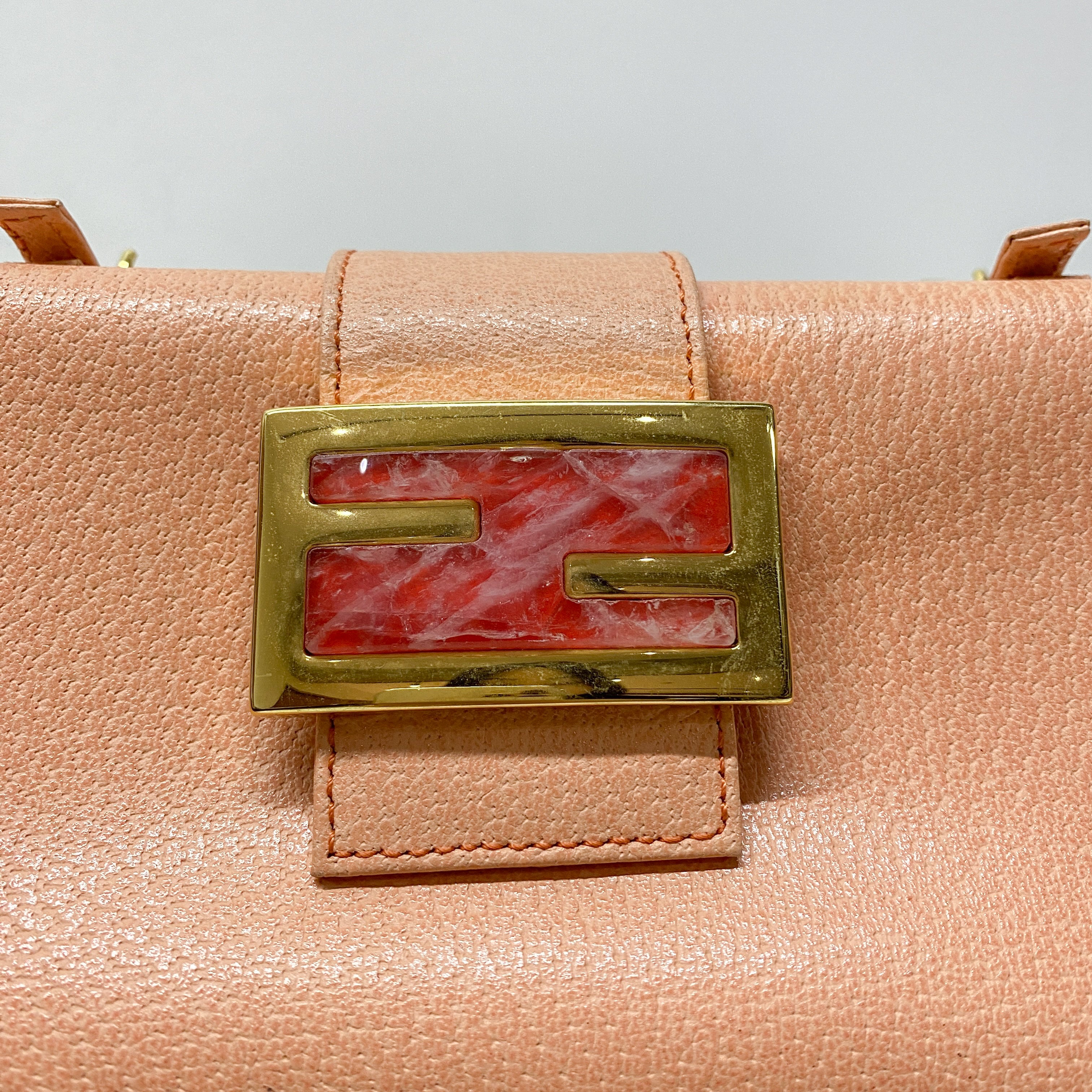 Mamma Baguette Peach Leather Box Bag