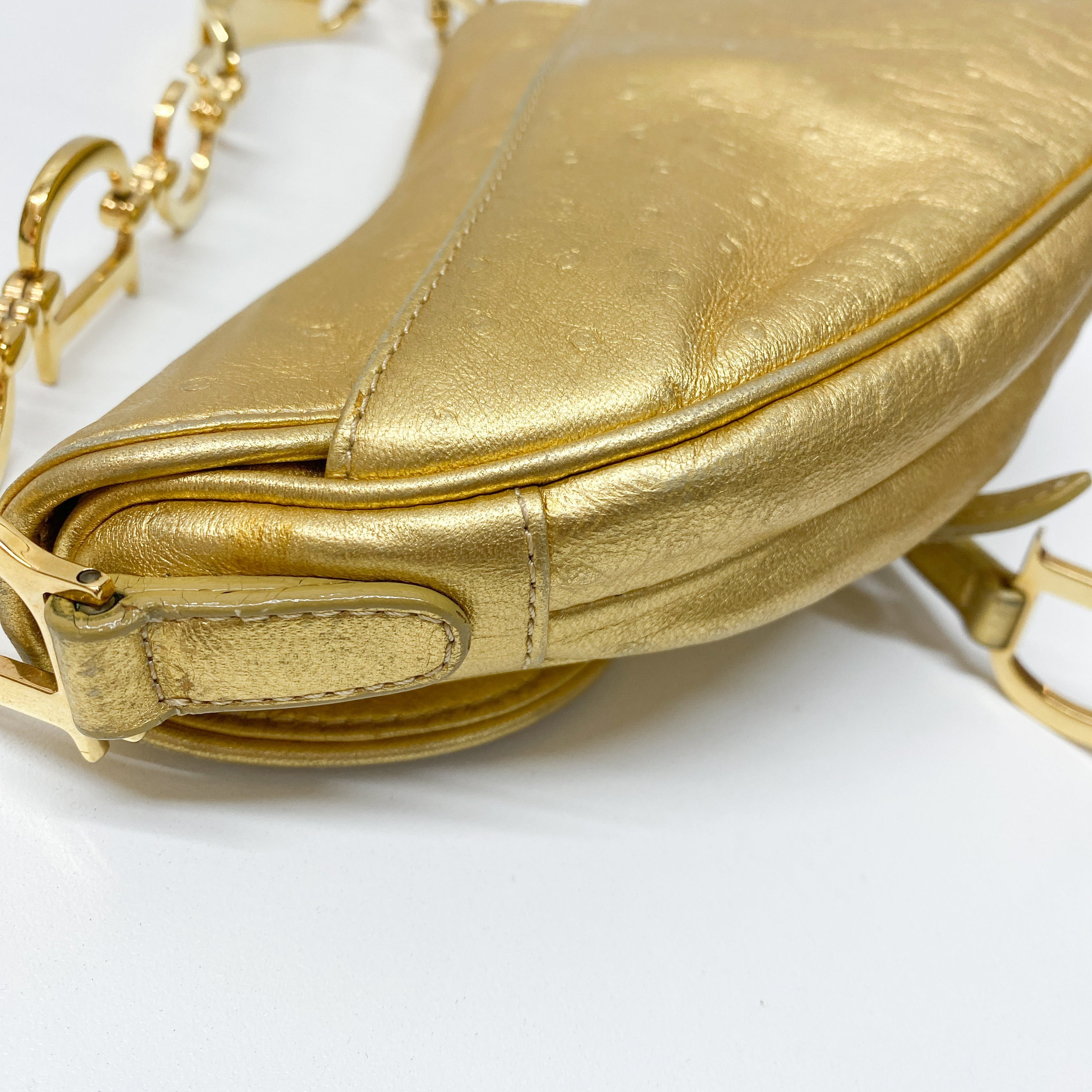 Saddle Gold Leather Shoulder Bag