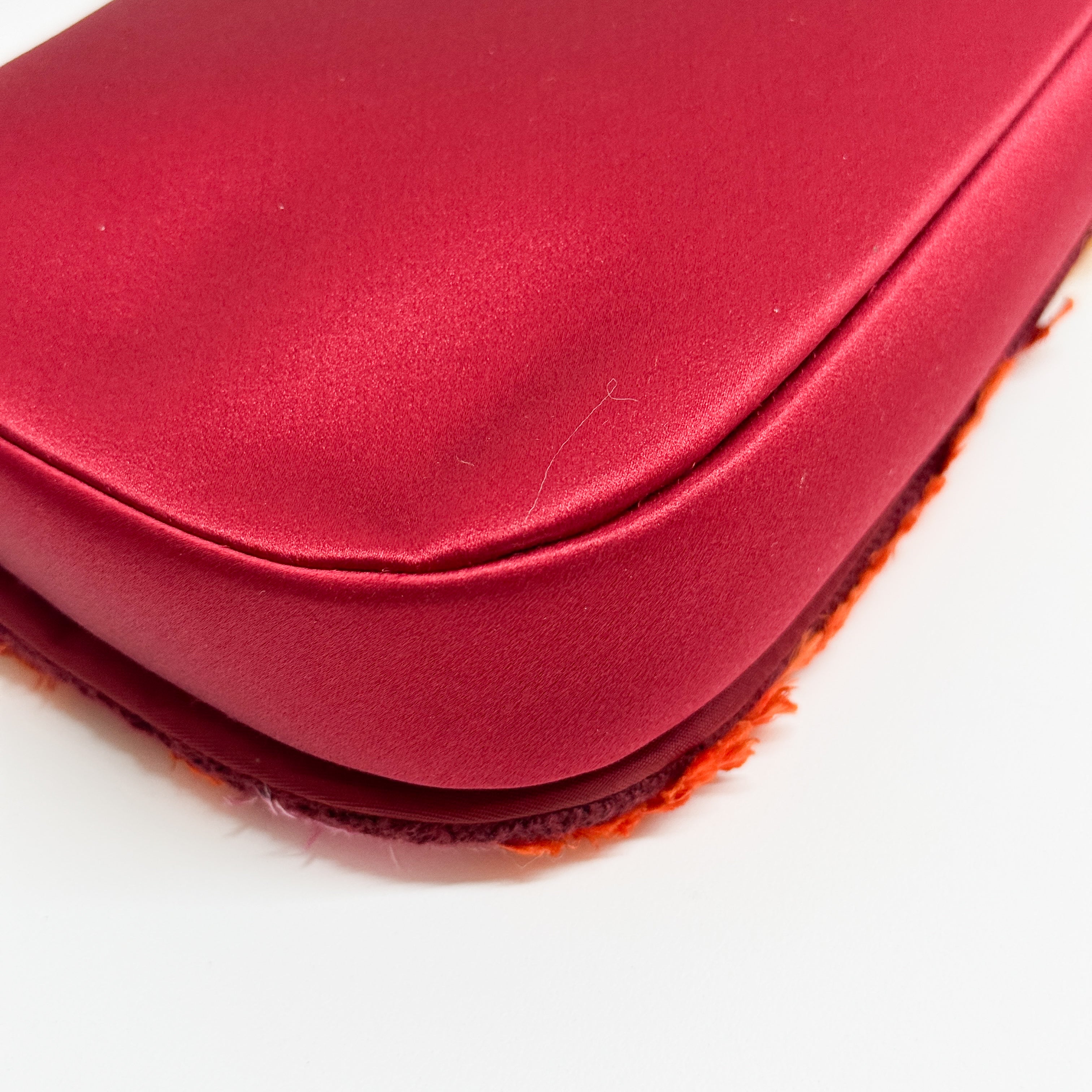 Malice Pearl Chain Silk Burgundy Muliticolor Shoulder Bag